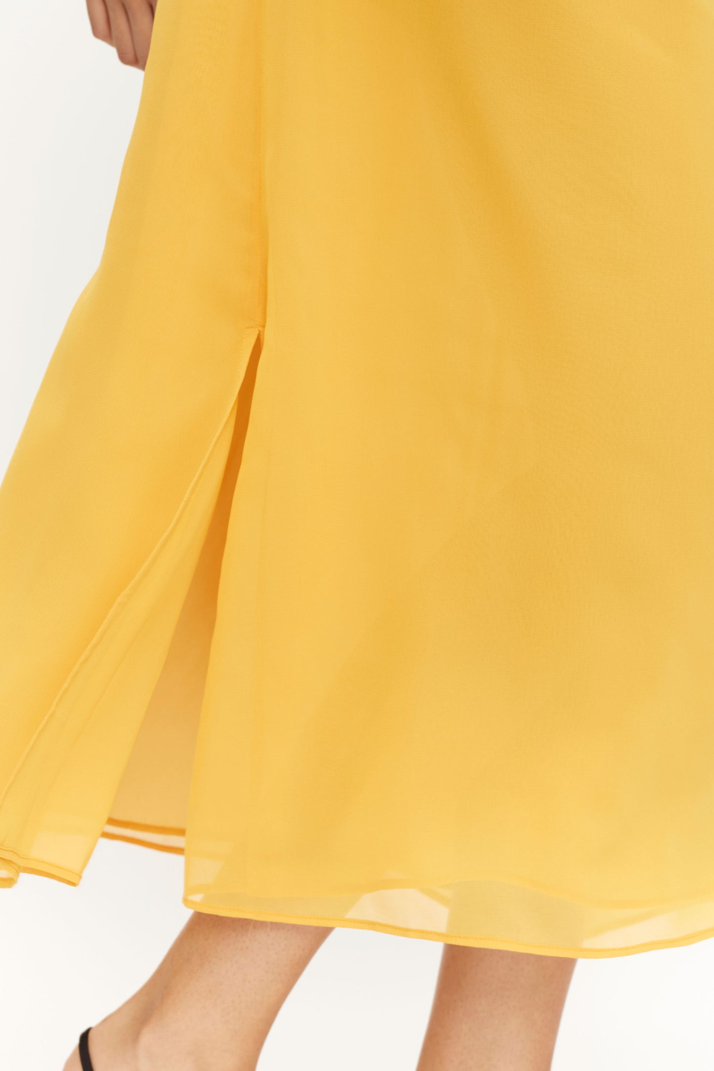 Vestido largo asimétrico fular amarillo