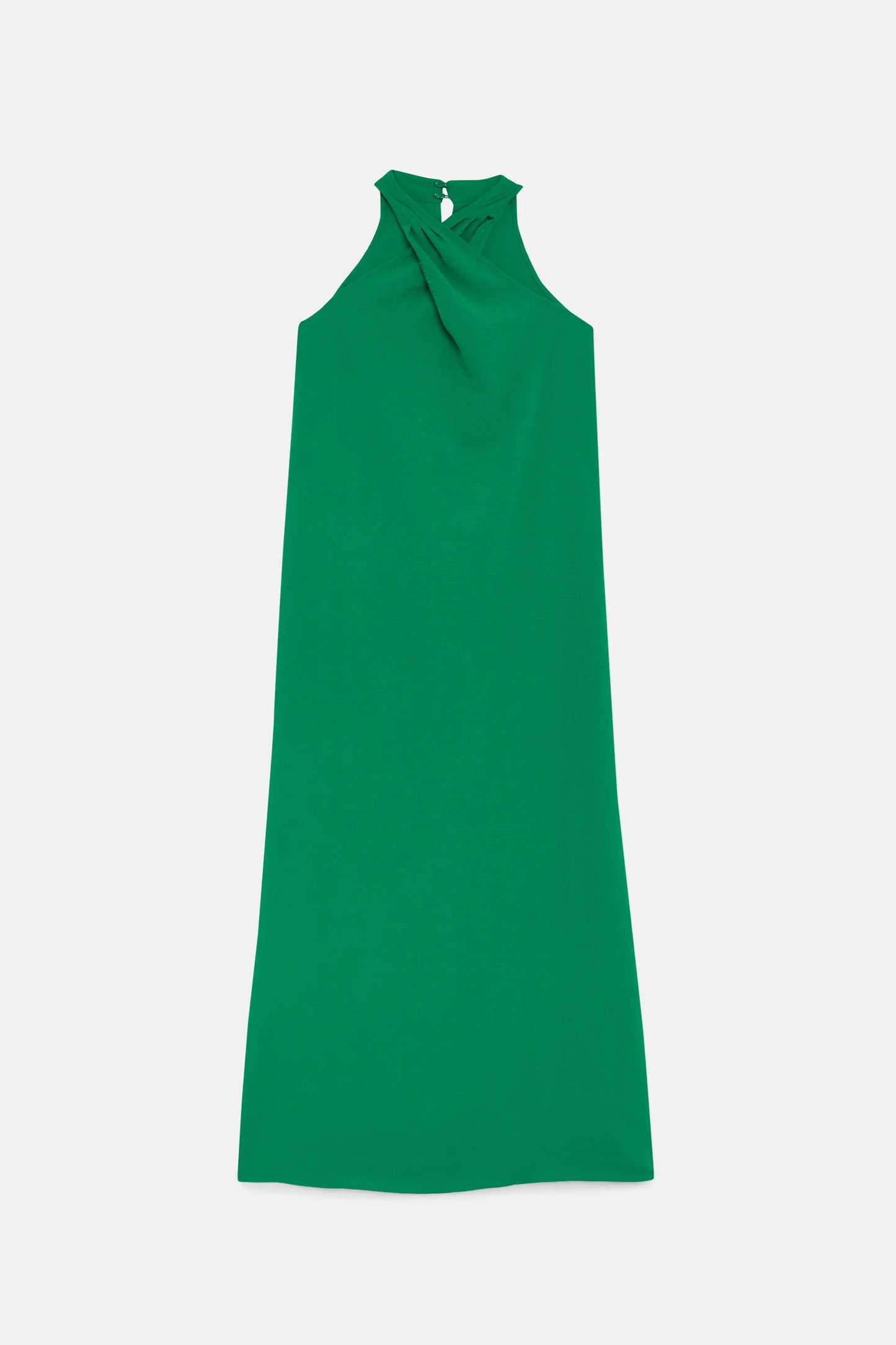 Vestido largo cuello halter verde
