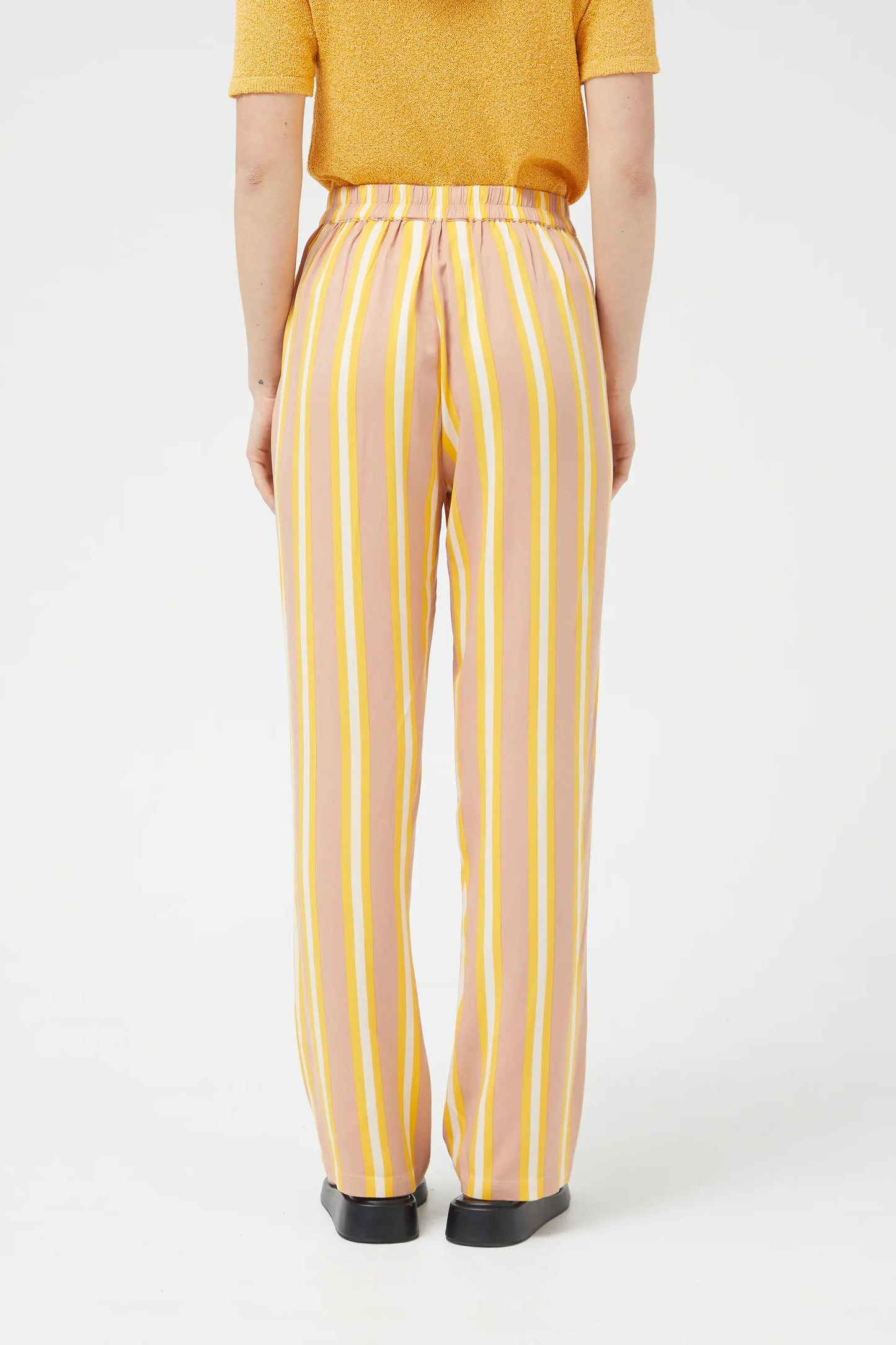 Yellow striped straight trousers