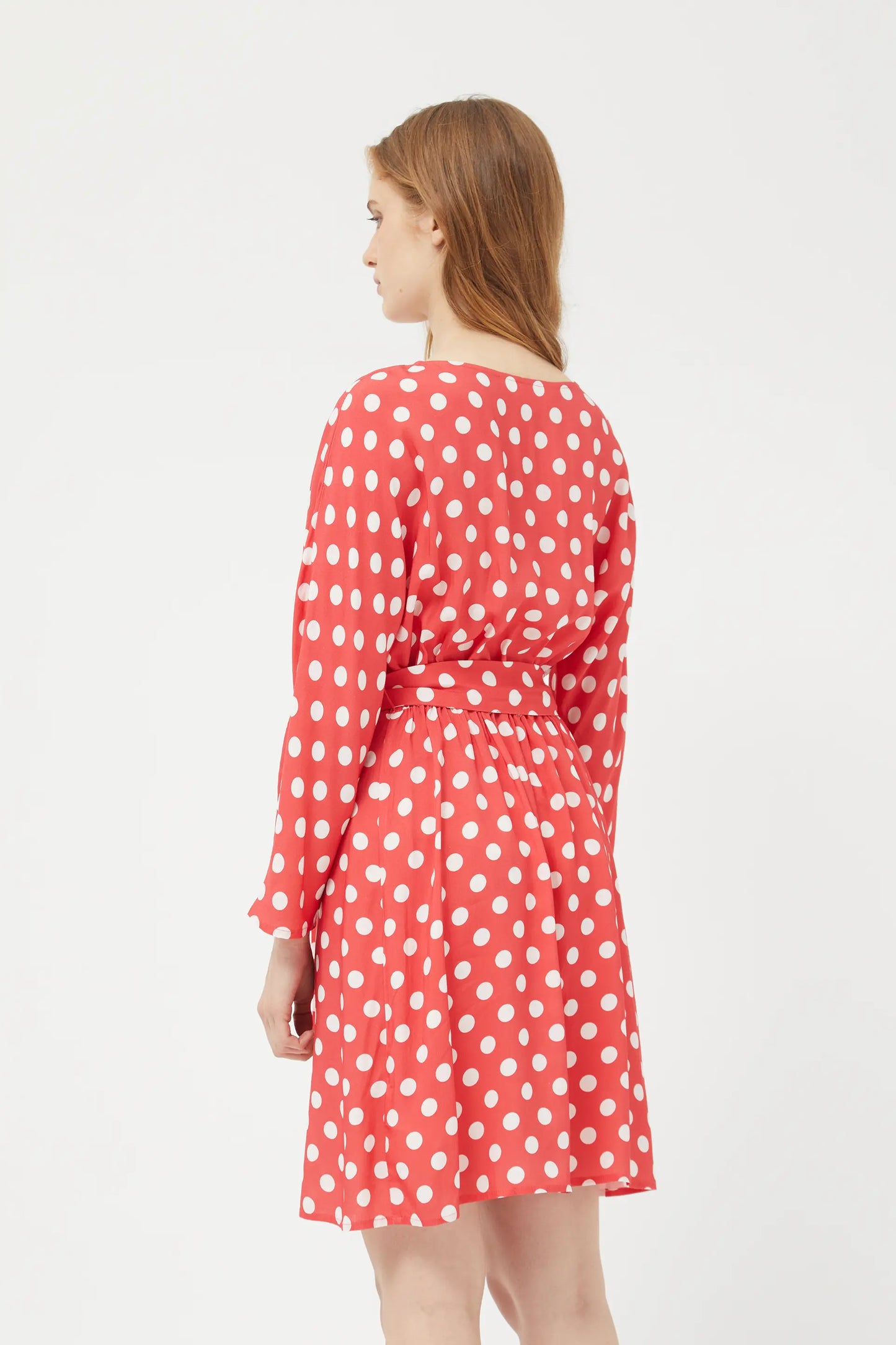 Short red polka dot dress