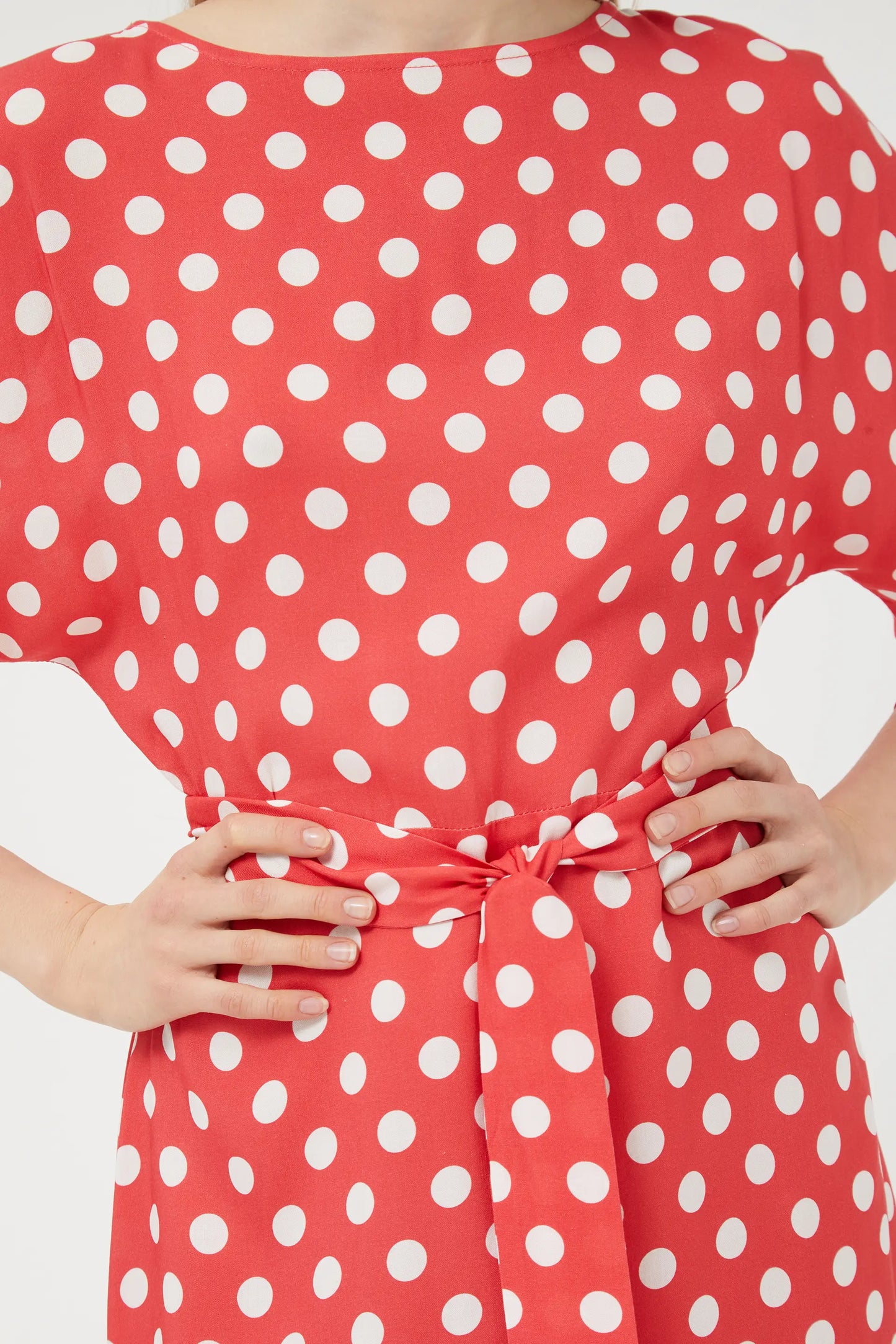 Short red polka dot dress