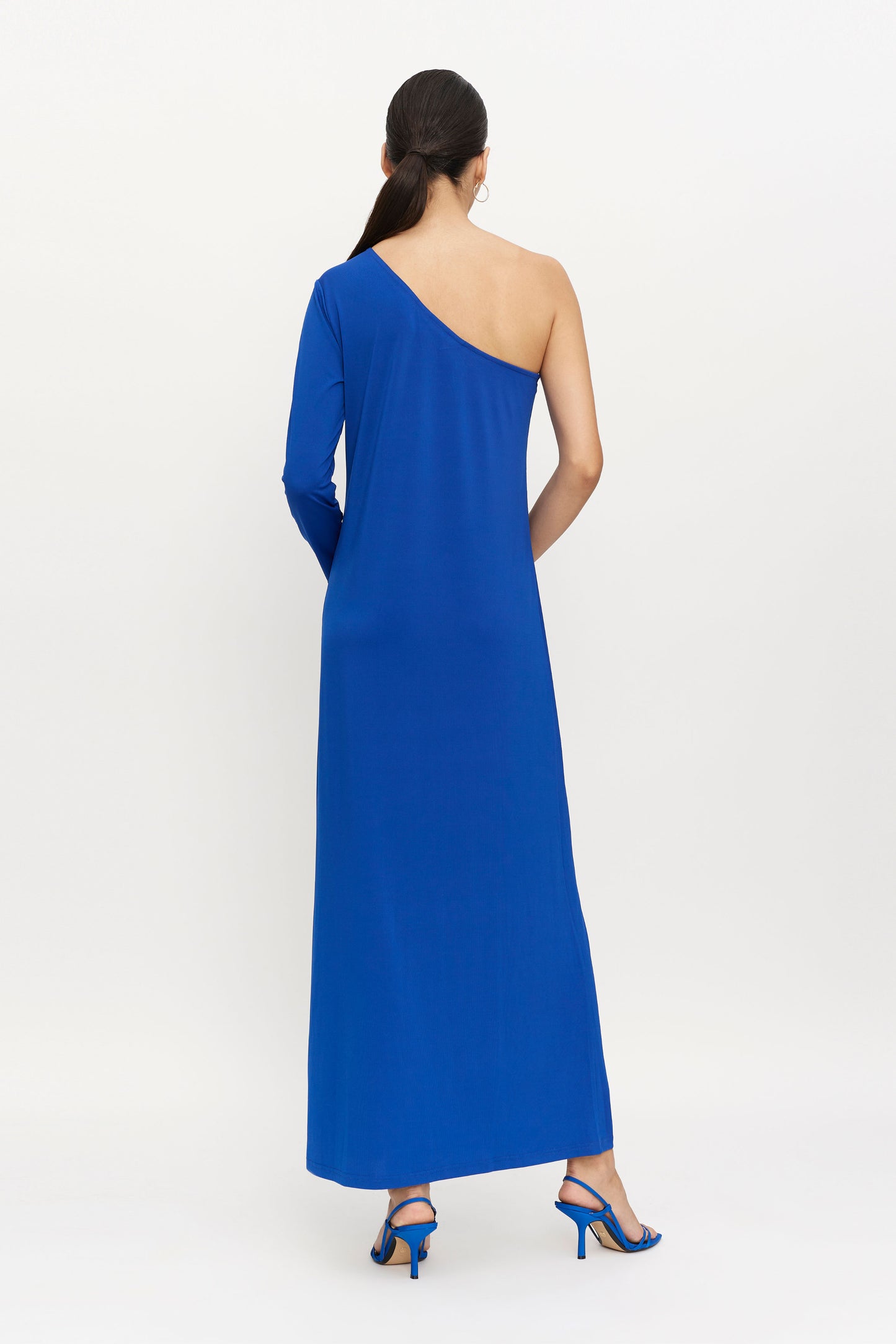 Vestido largo asimétrico azul