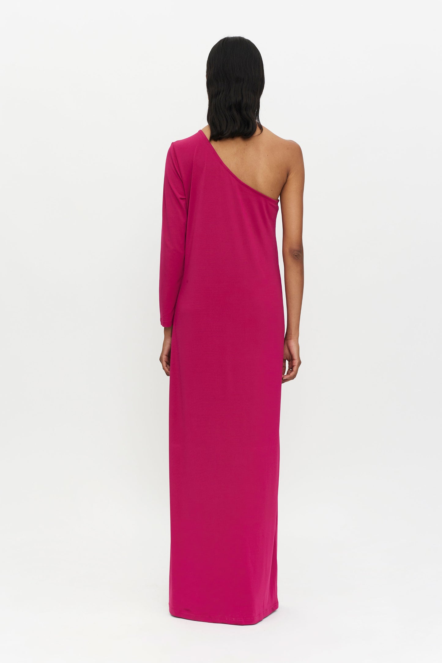 Long pink asymmetrical dress