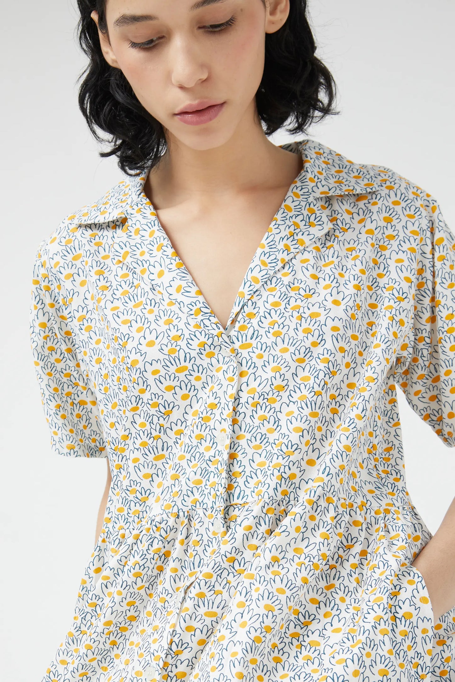 Marguerite floral shirt midi dress
