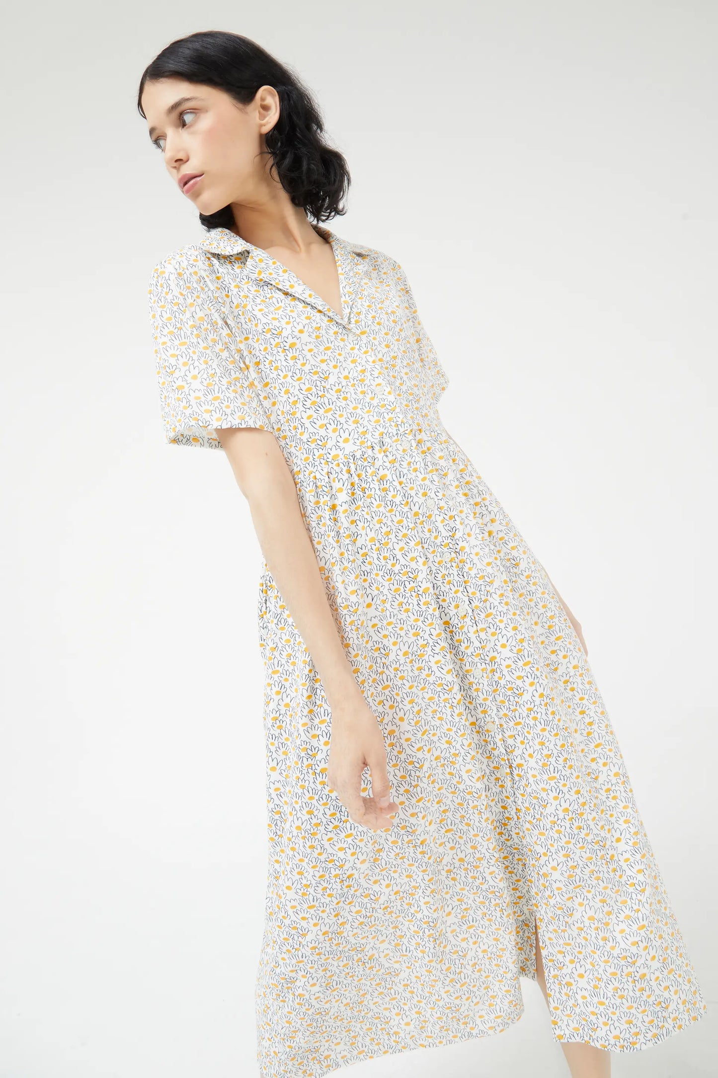 Marguerite floral shirt midi dress