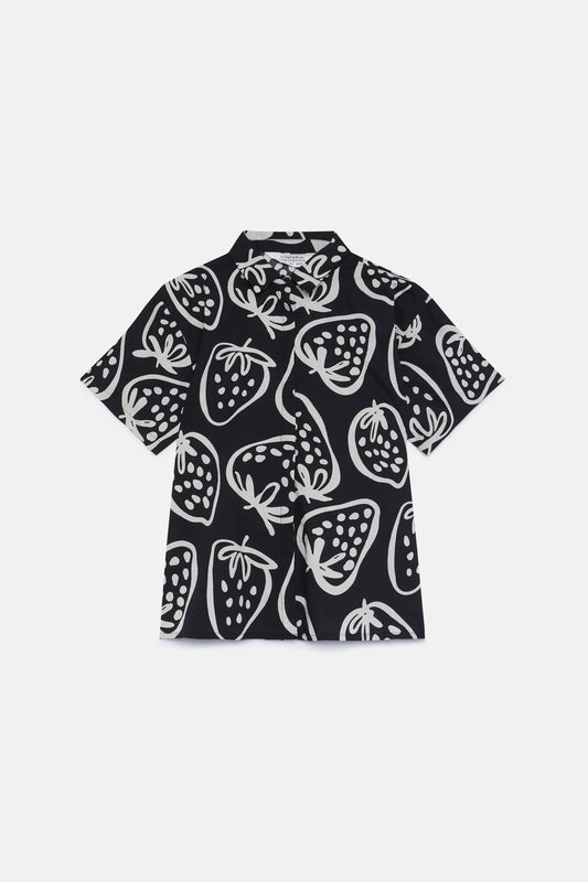 Camisa unisex estampado fresas negra