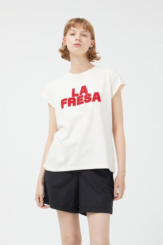 T-shirt bianca a maniche corte La Fresa