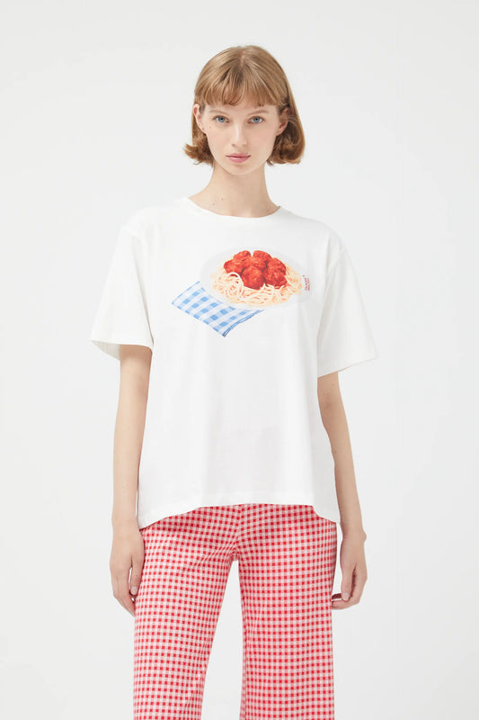 White Spaghetti Short Sleeve T-shirt