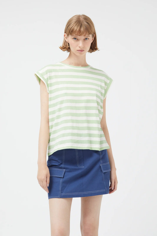 Green striped short sleeve t-shirt