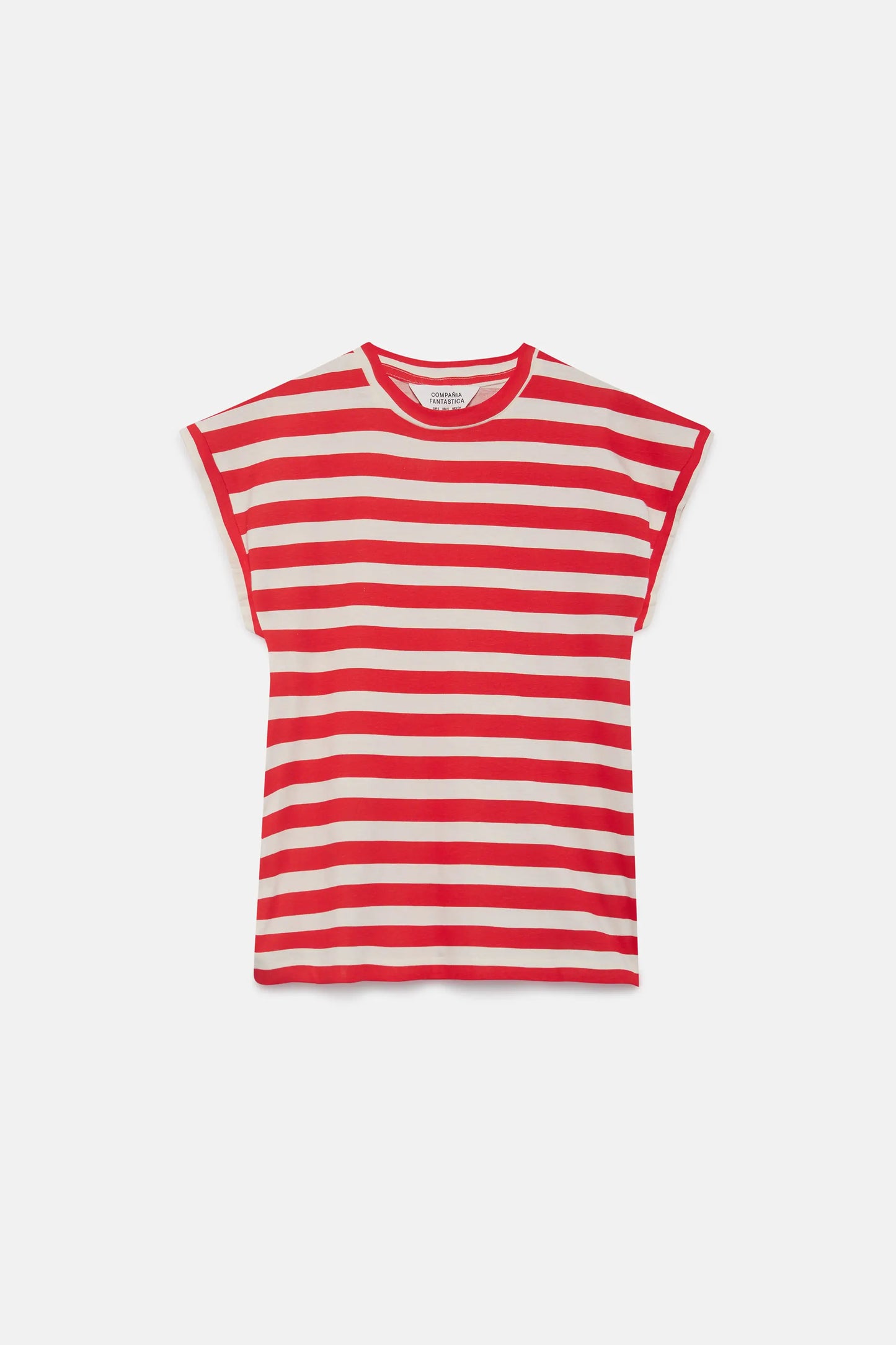 Camiseta manga corta rayas rojas