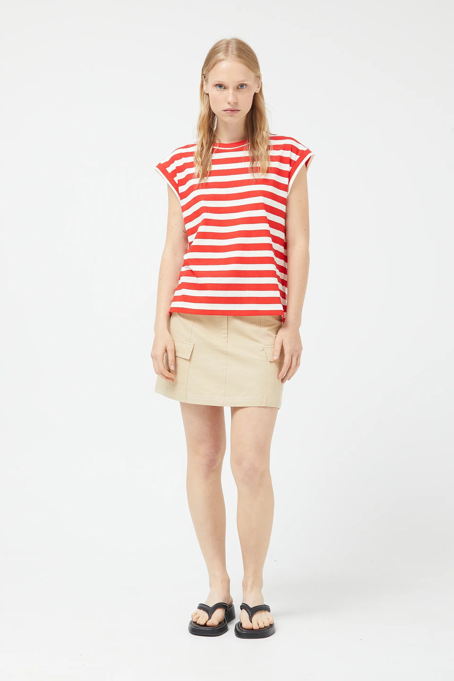 Red striped short sleeve t-shirt
