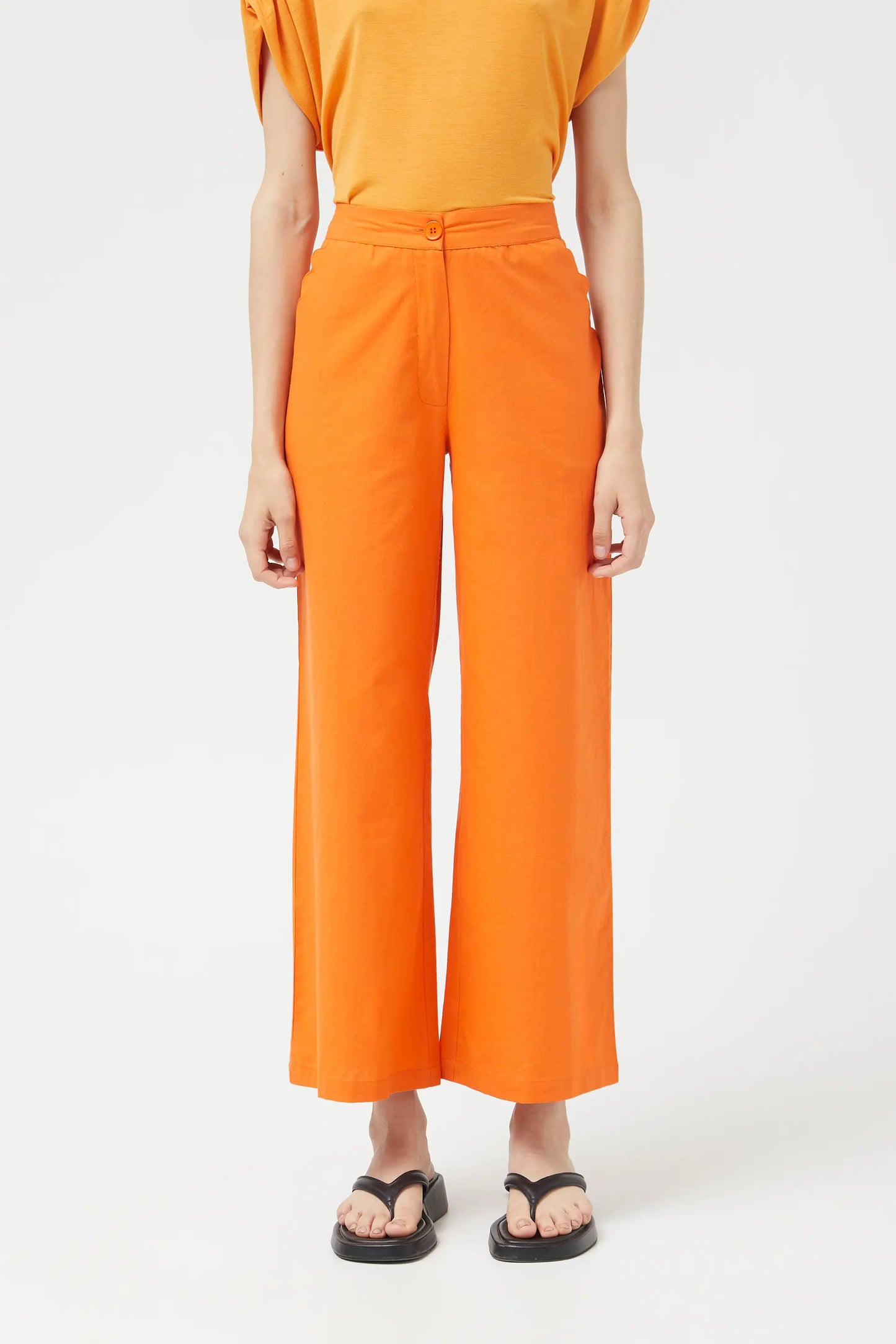 Pantalón de traje recto naranja