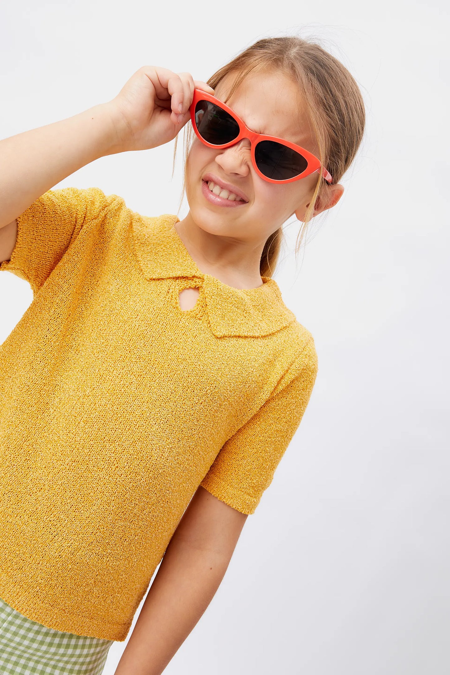 Girl's yellow polo neck sweater