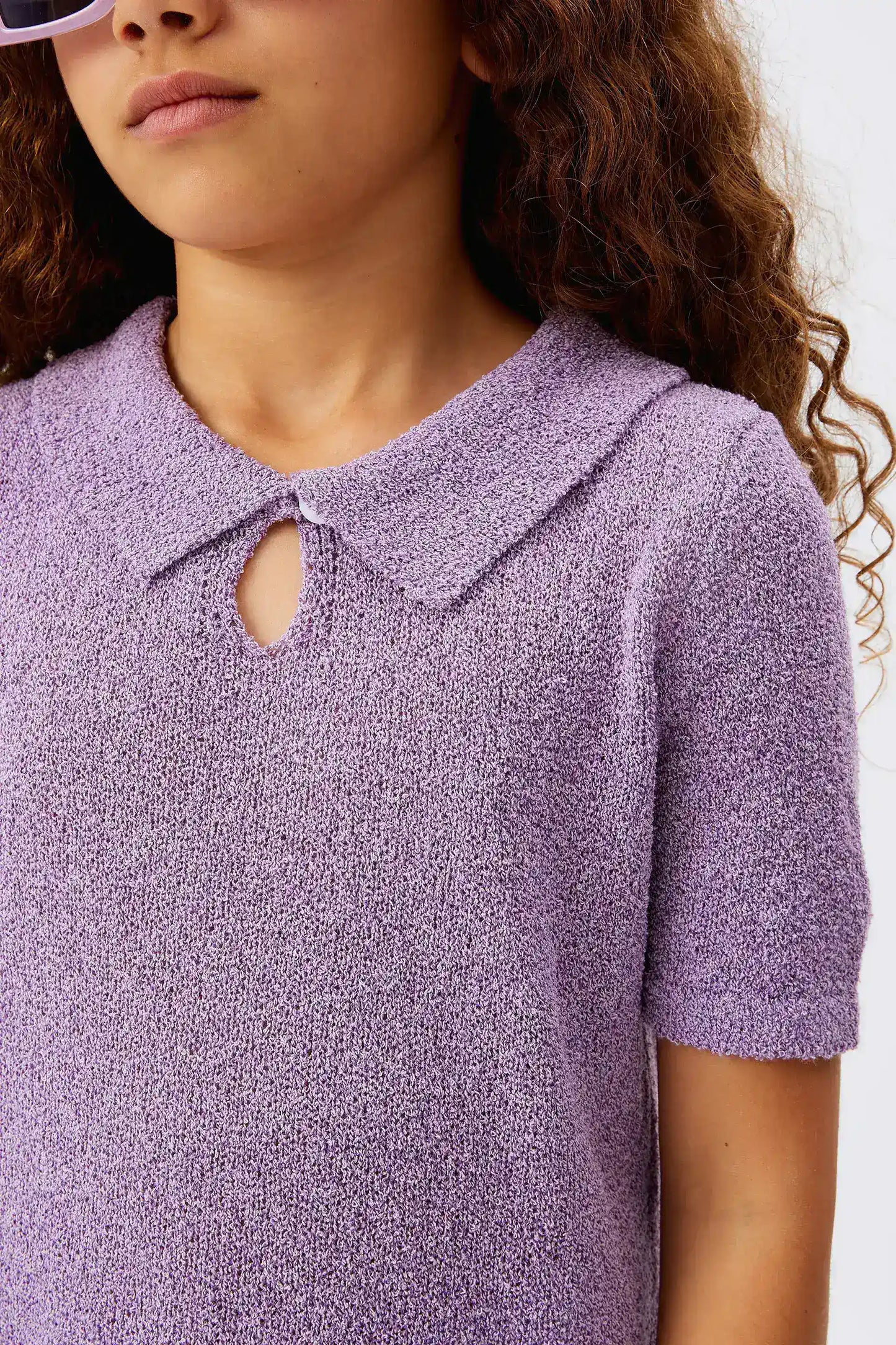 Girl's lilac polo neck sweater
