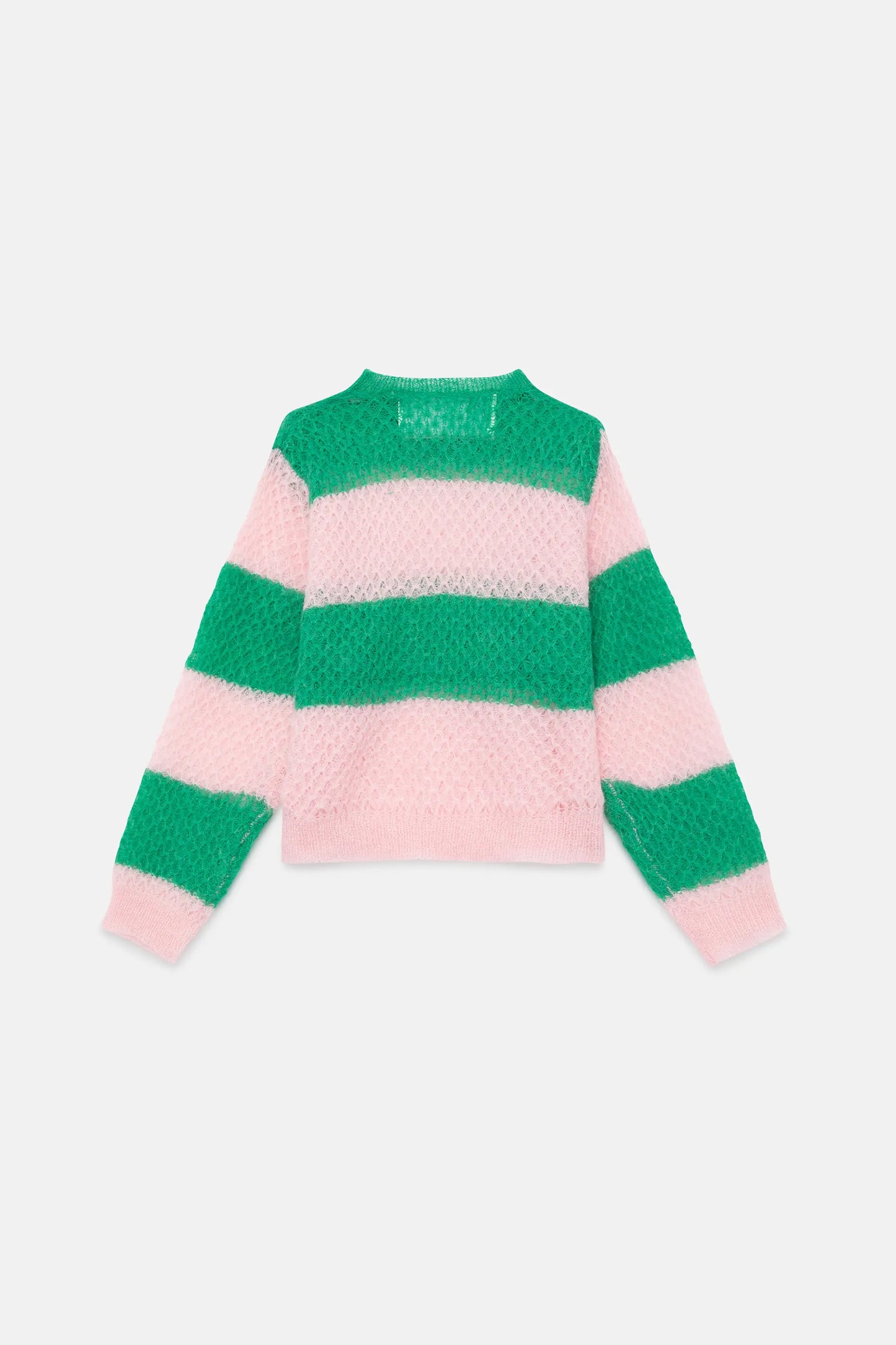 Girl's pink striped cable knit sweater