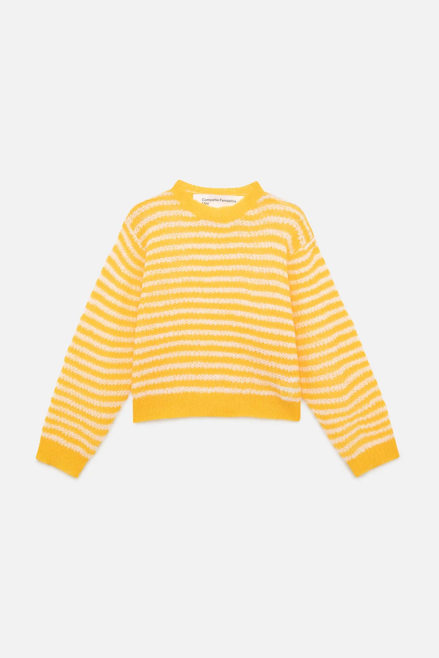 Jersey de niña punto trenzado rayas amarillo