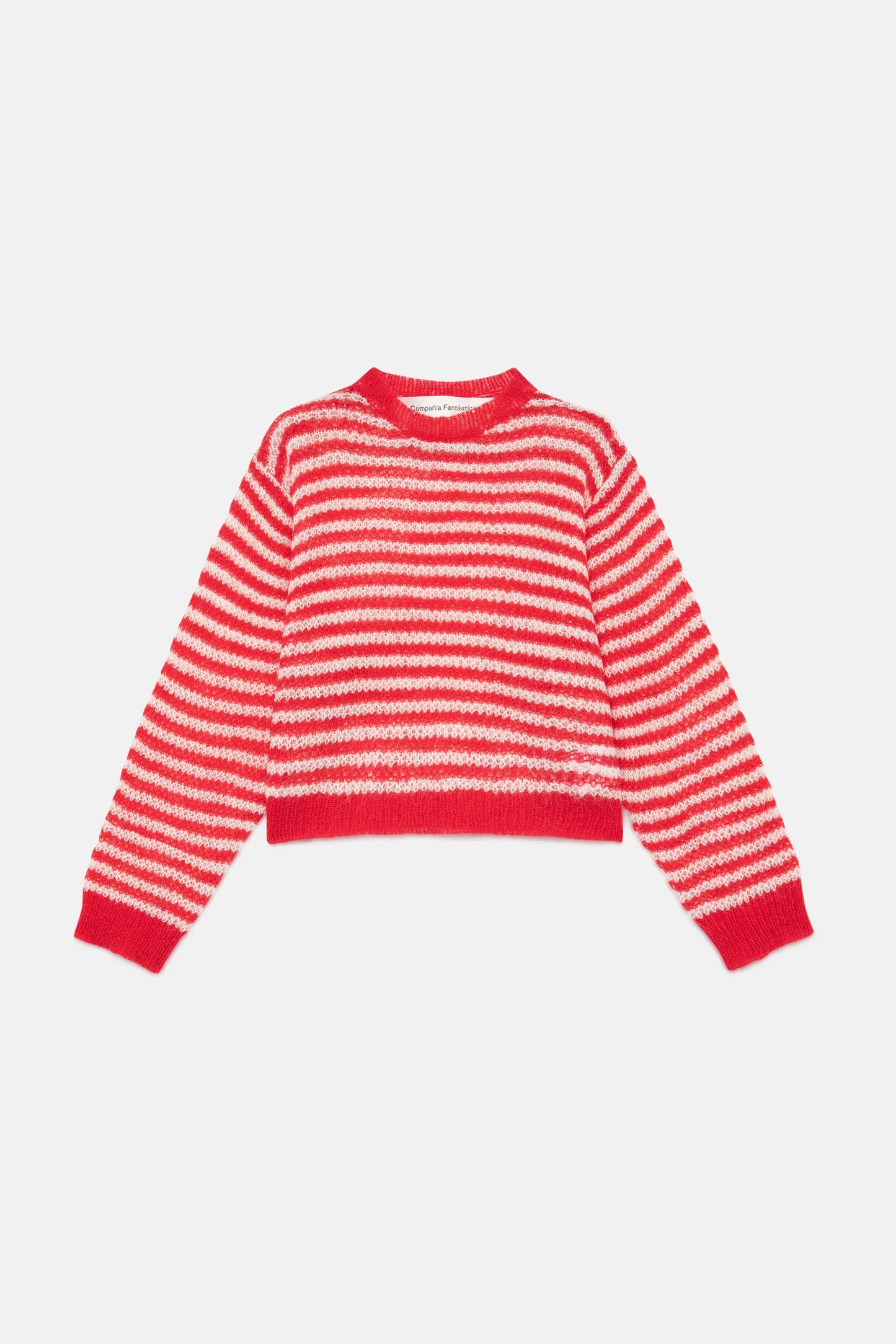 Jersey de niña punto trenzado rayas rojo