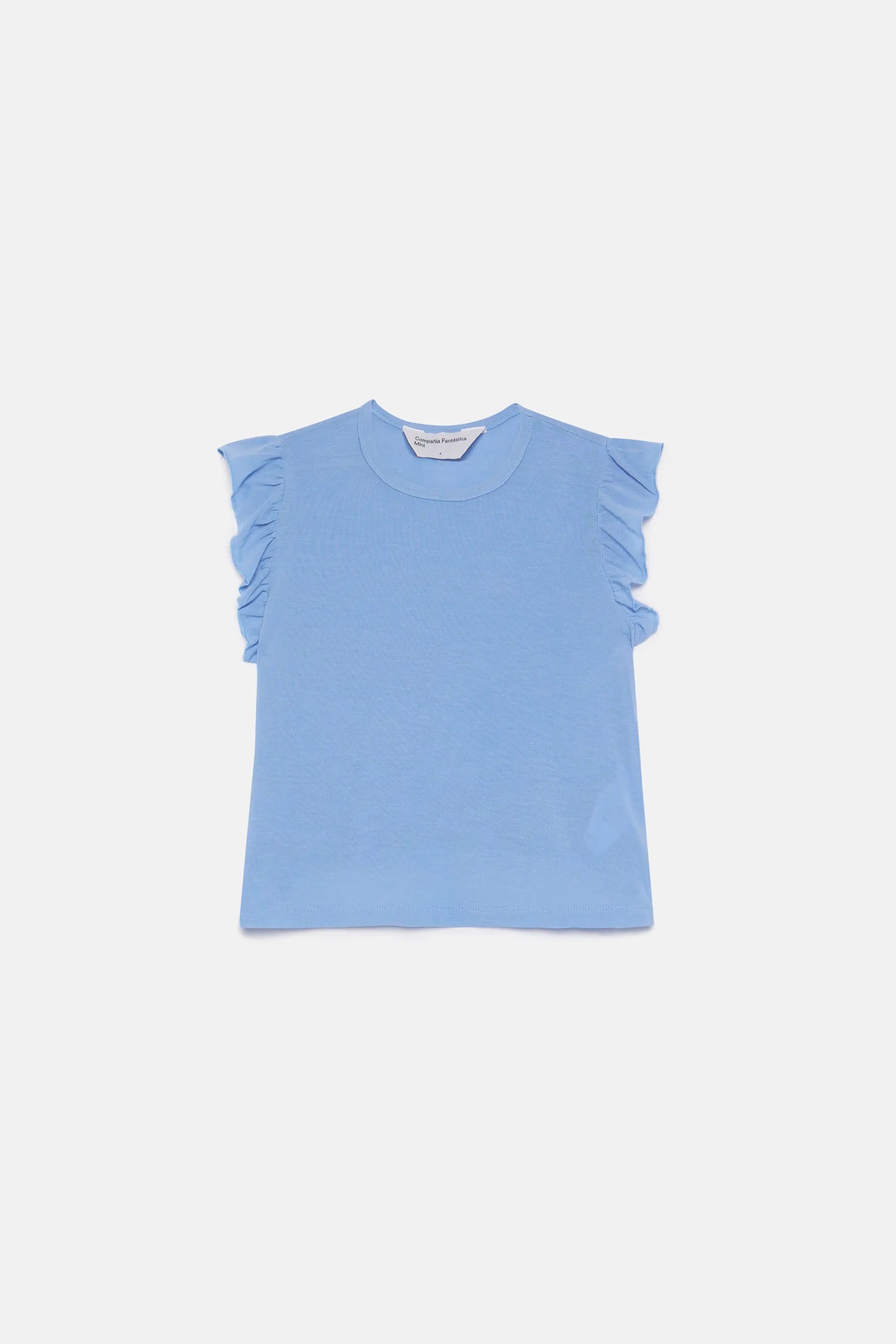 Girl's top with blue ruffles