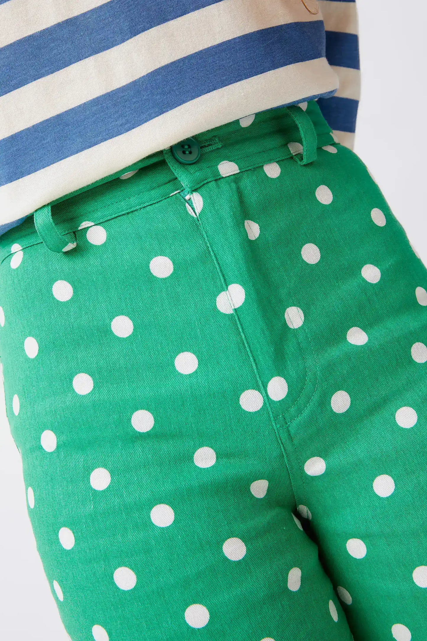 Girl's green polka dot jeans