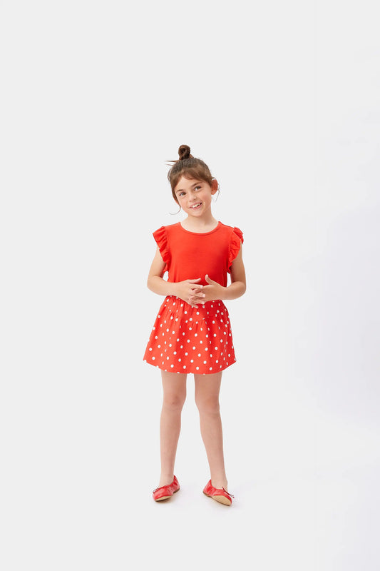 Girl's top with red ruffles