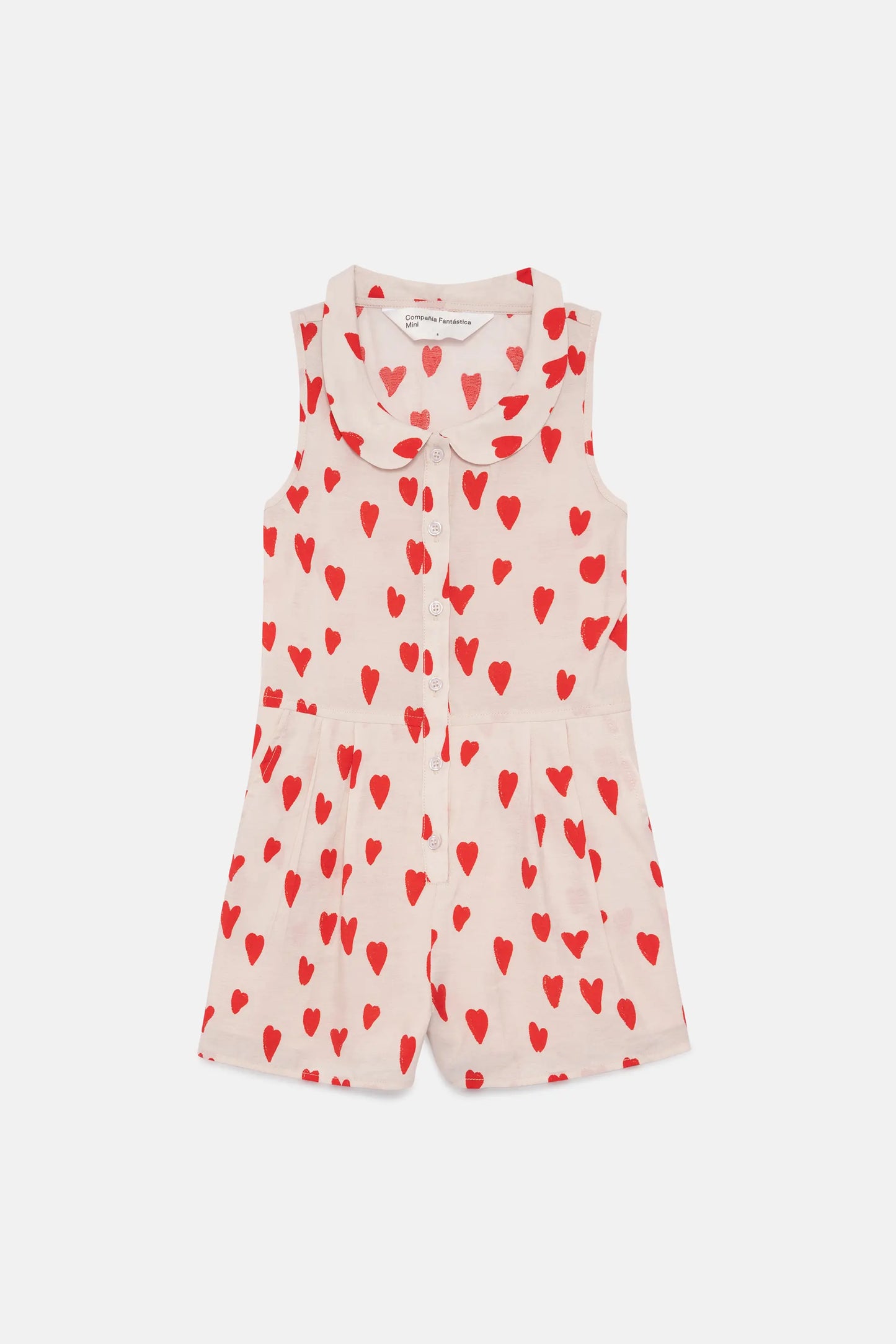 Girl's short jumpsuit with heart print