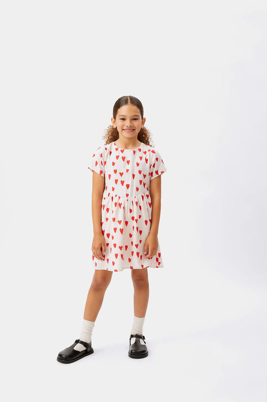 Girl's short dress with heart print
