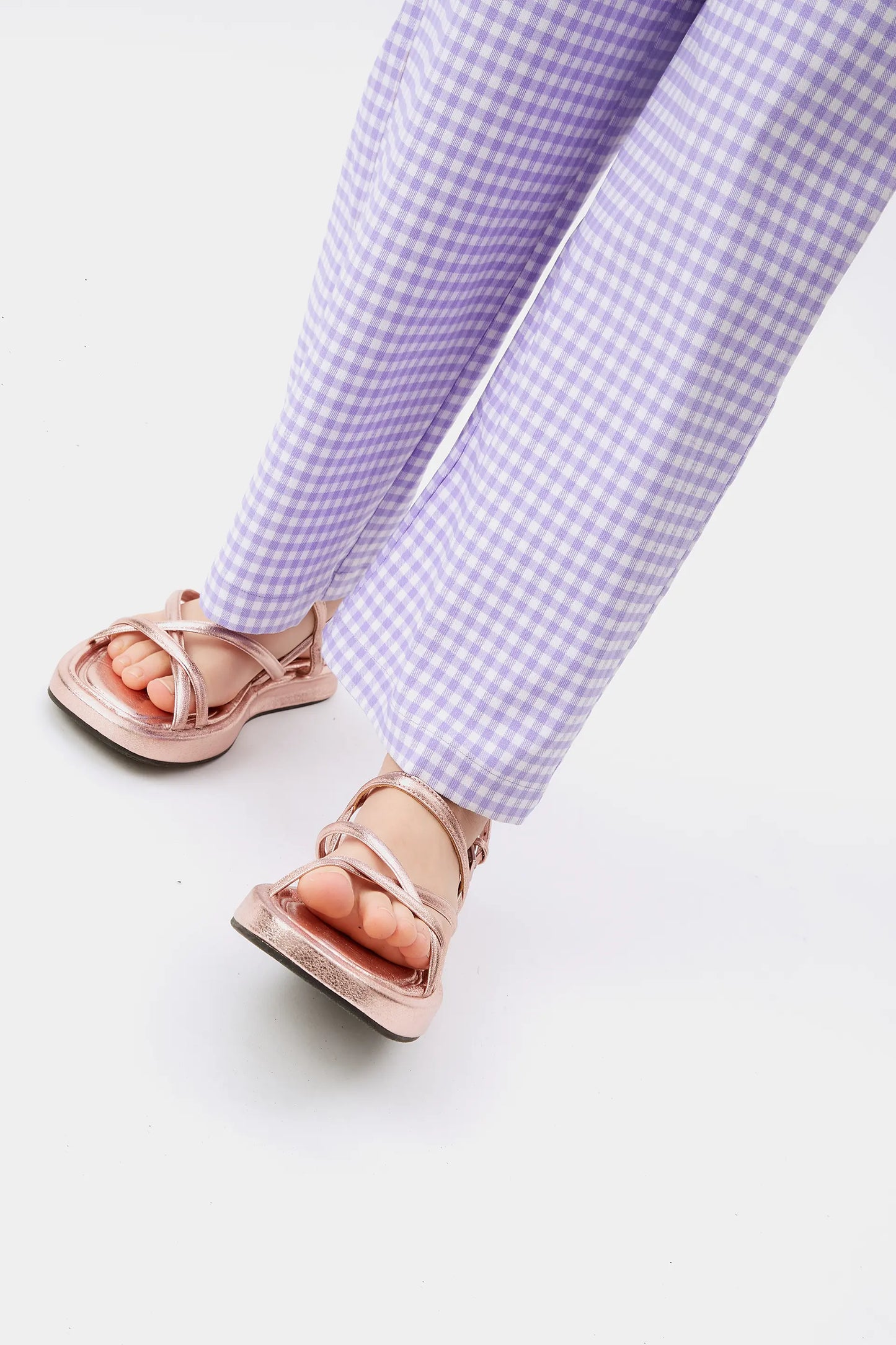 Girl's lilac gingham pants