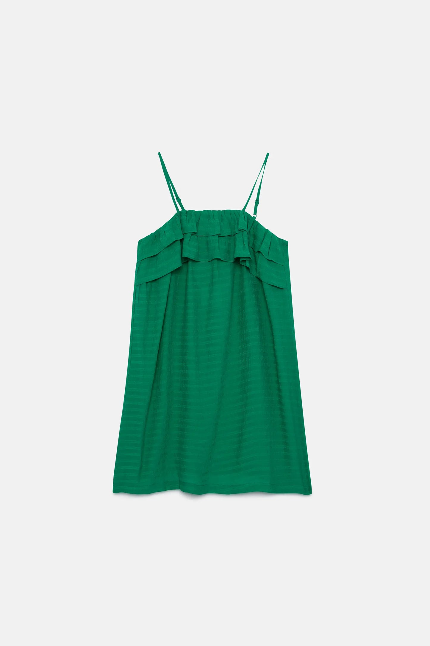 Girl's short green ruffle dress