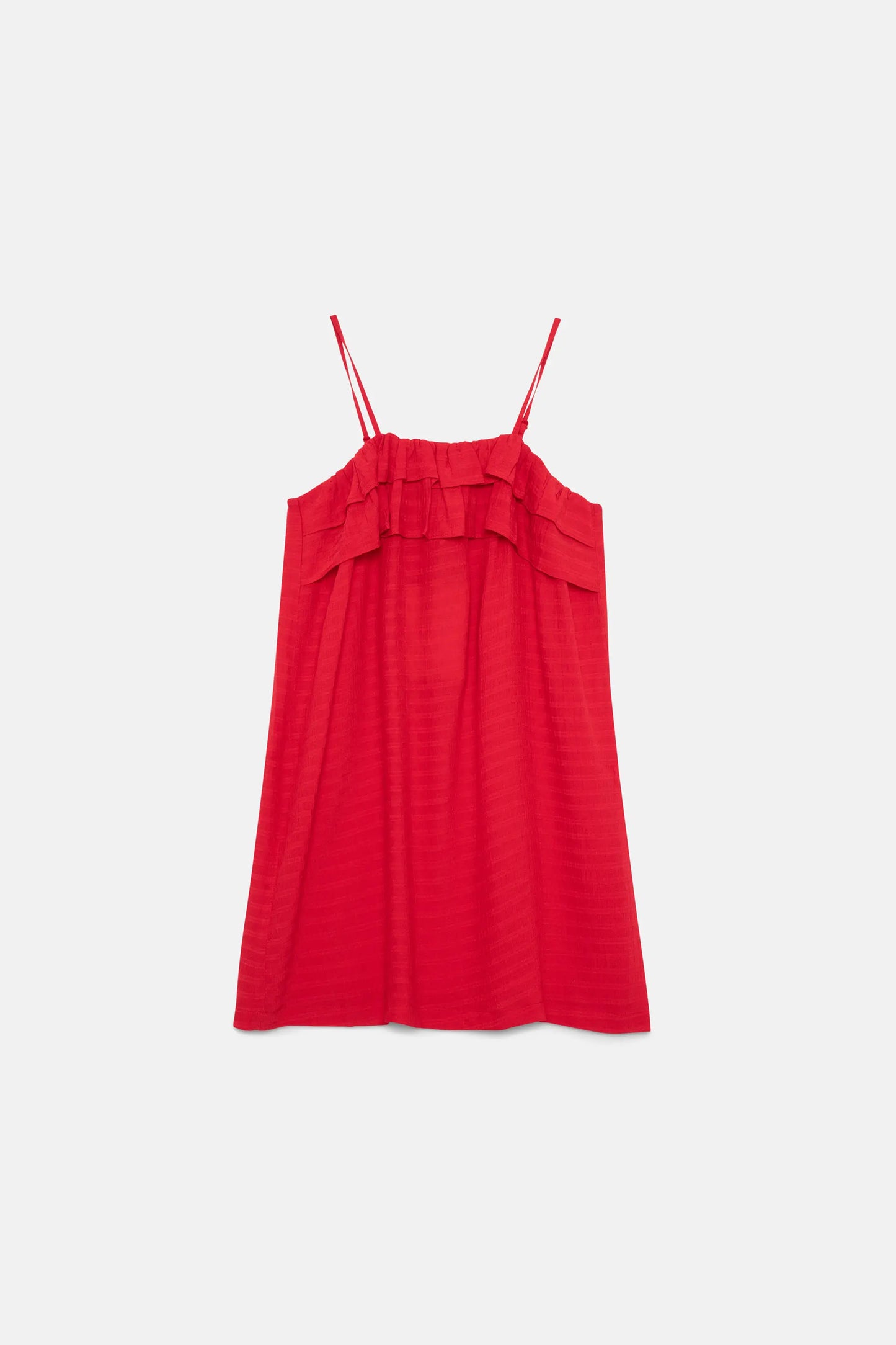 Short red ruffled girl's dress