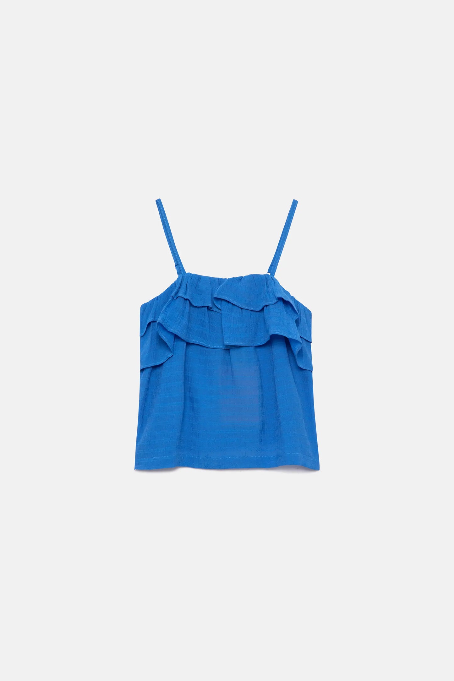 Girl's blue strapless top