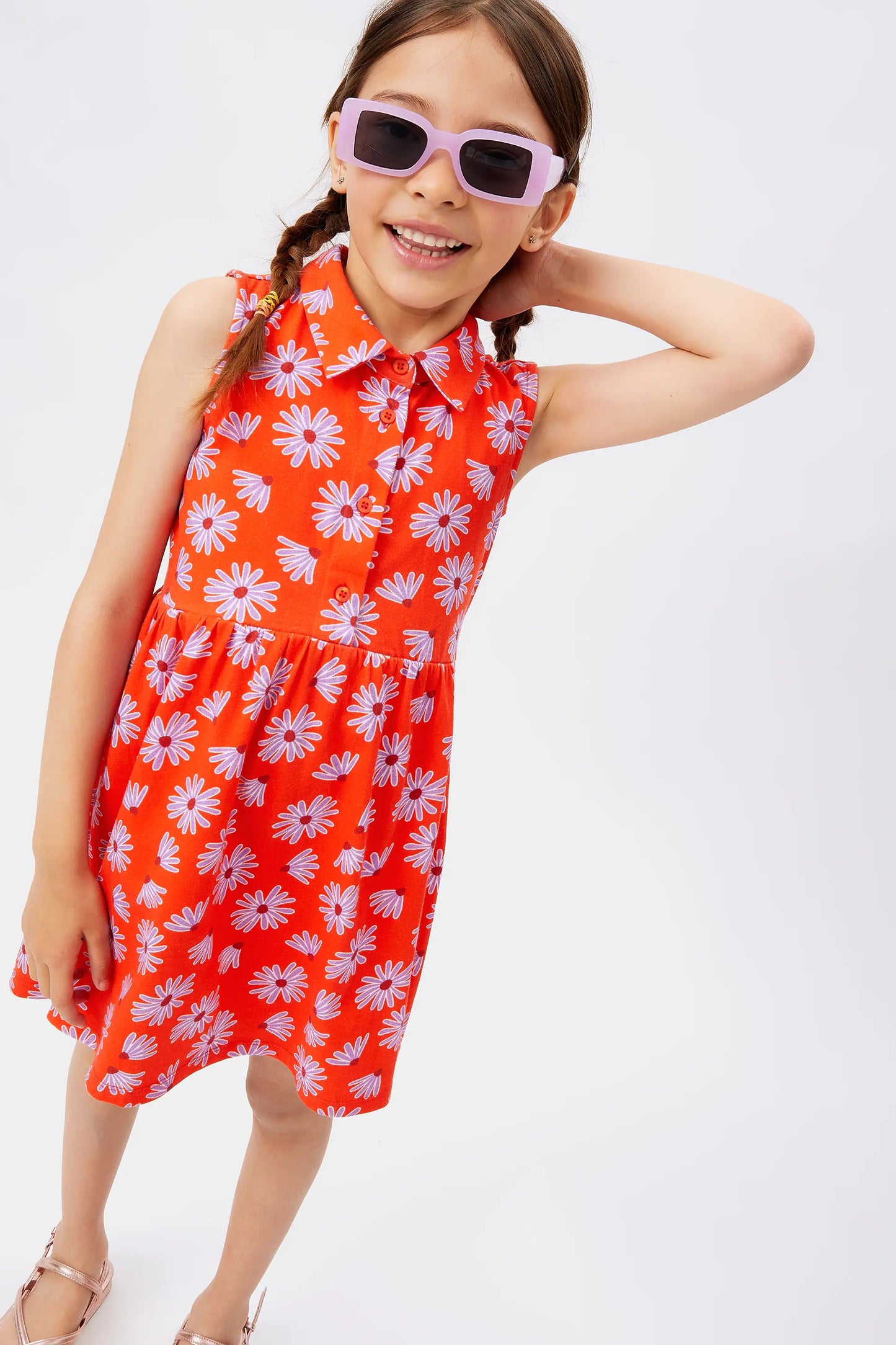 Short floral girl's dress Bellis