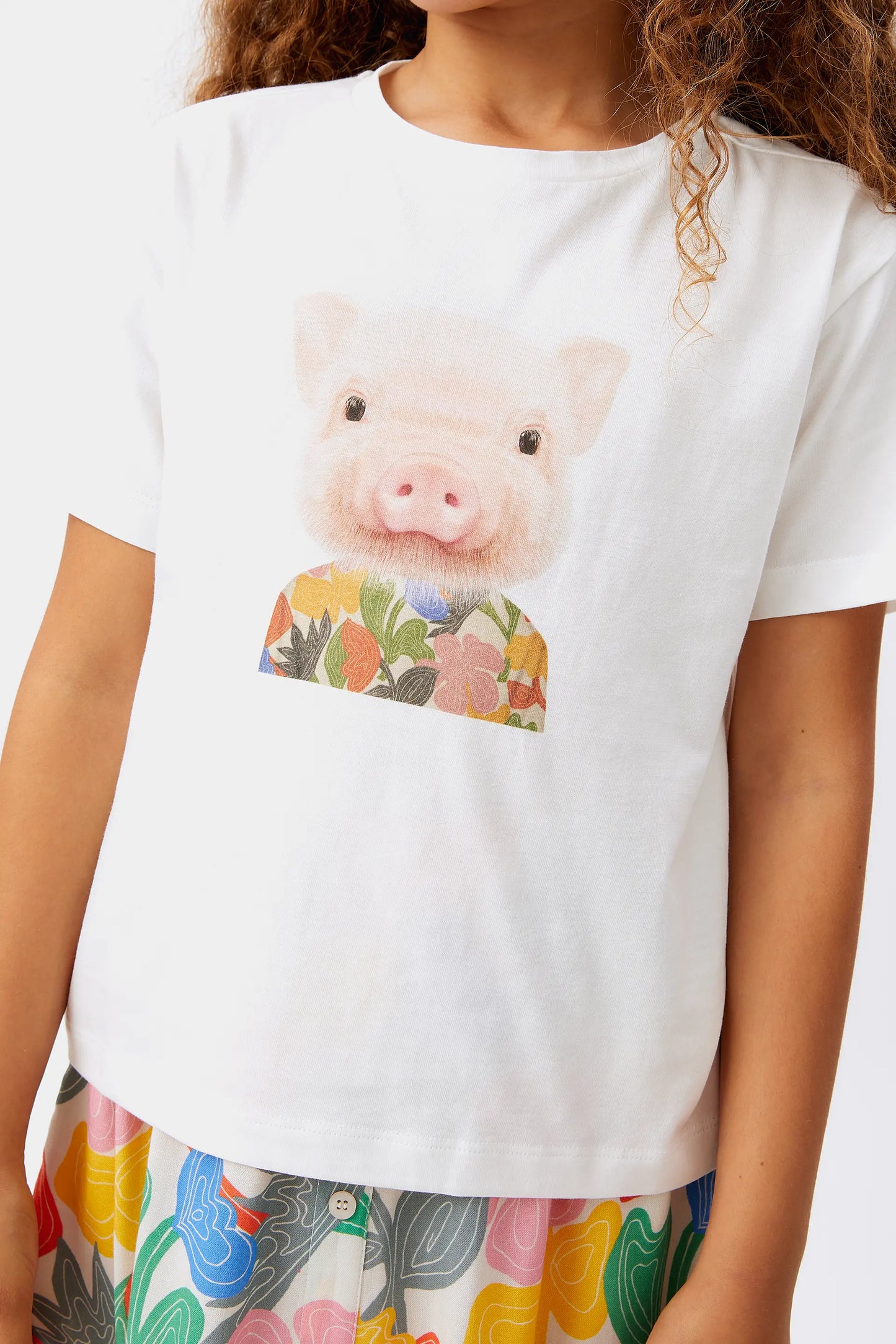 Camiseta unisex print cerdo blanca