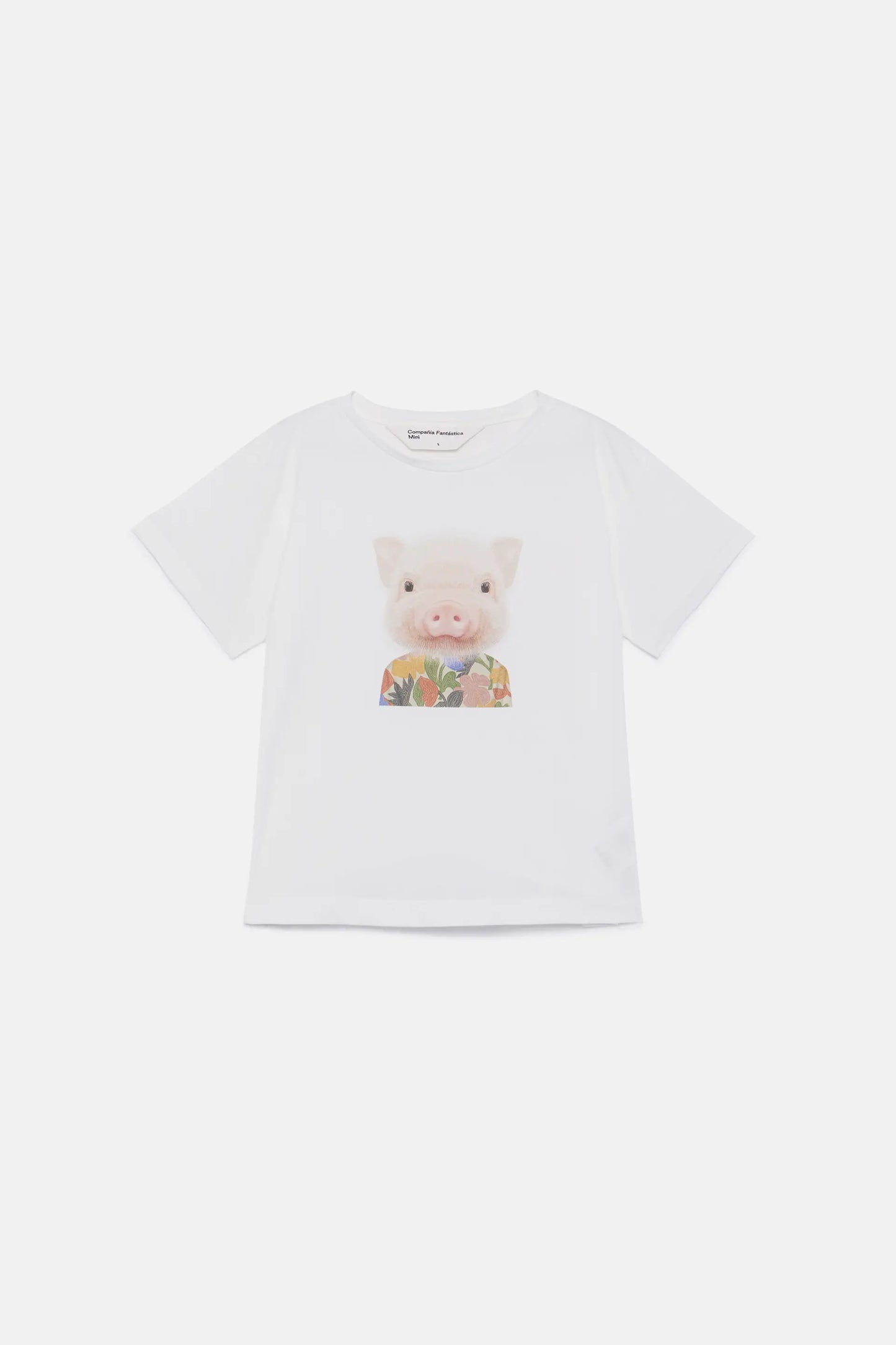 T-shirt unisex con stampa maialino bianco