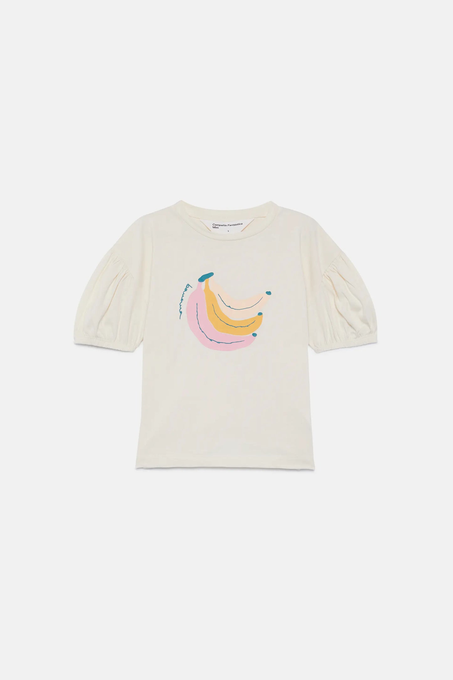 Camiseta de niña print de plátanos blanca