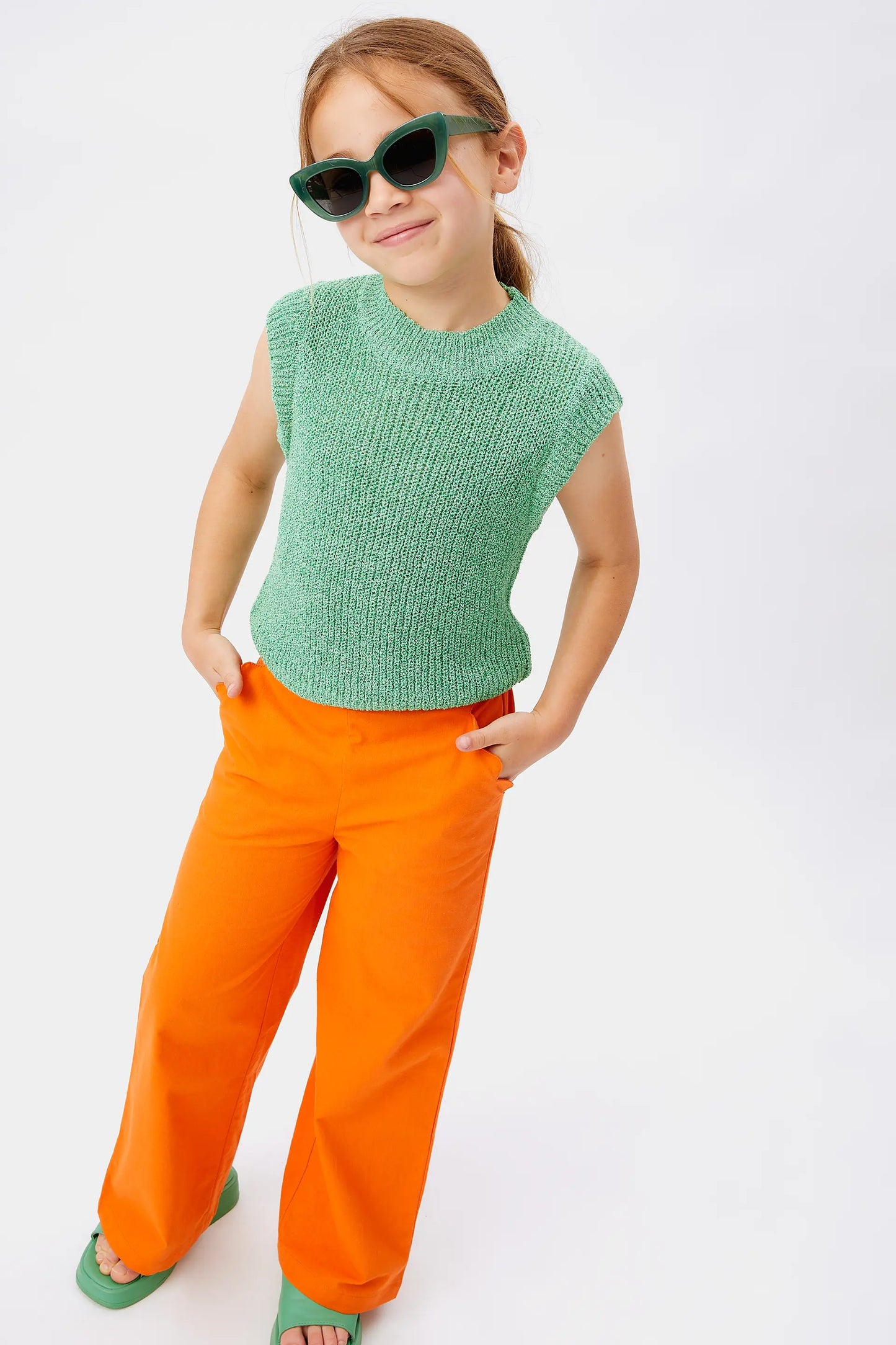 Girl's orange straight pants