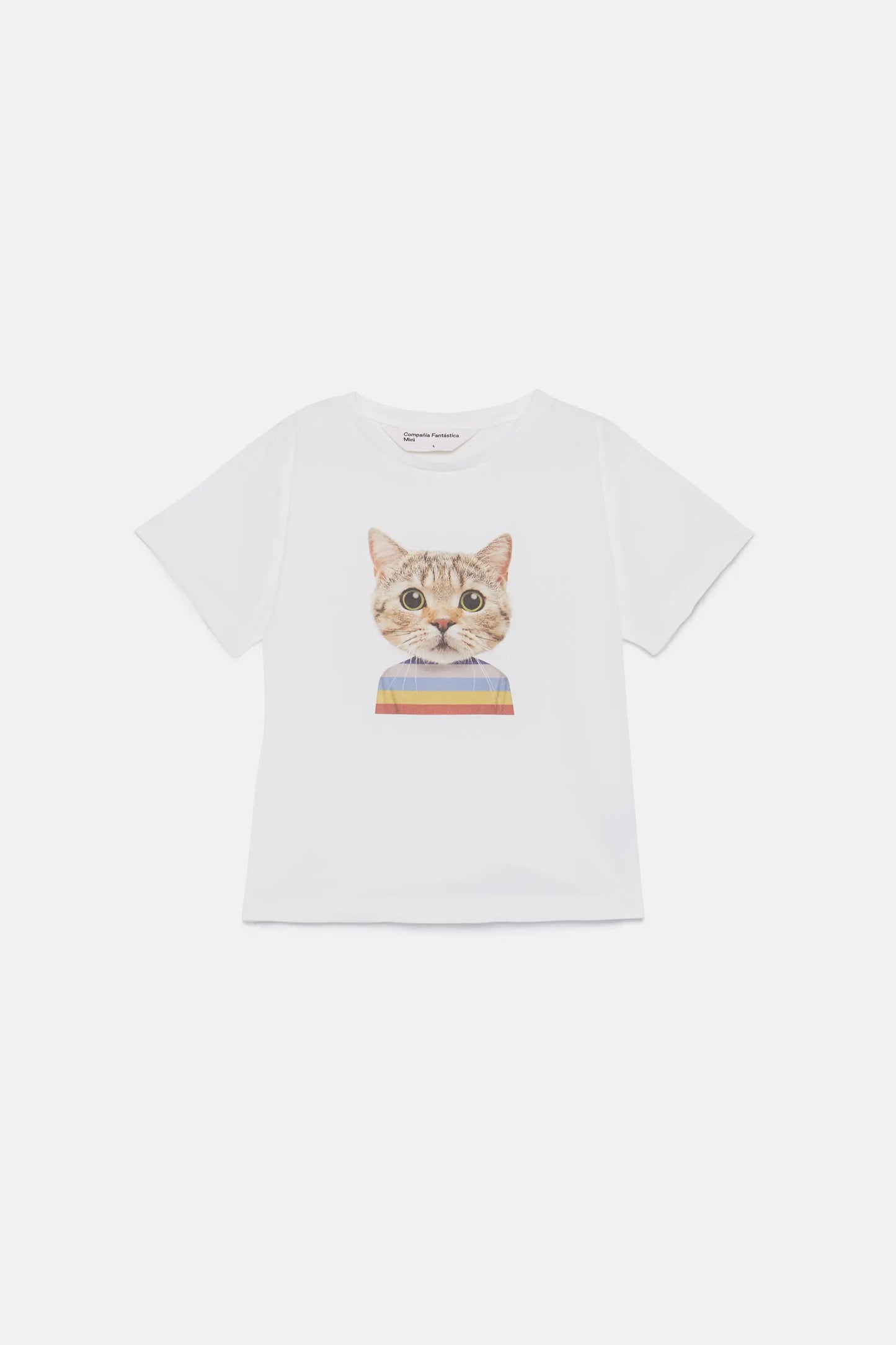 Camiseta unisex print de gato blanca