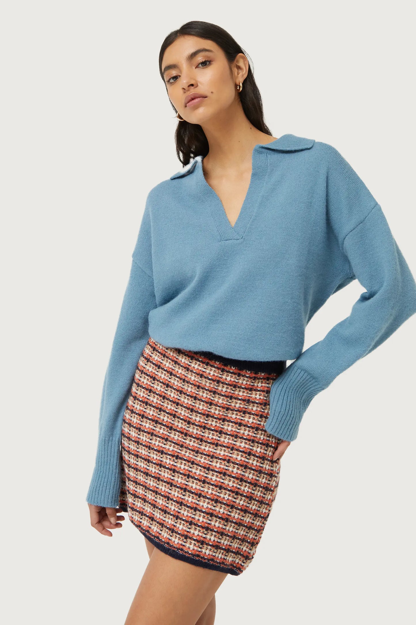 Blue polo neck sweater