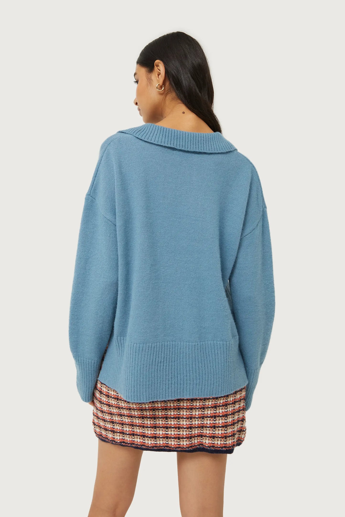 Blue polo neck sweater