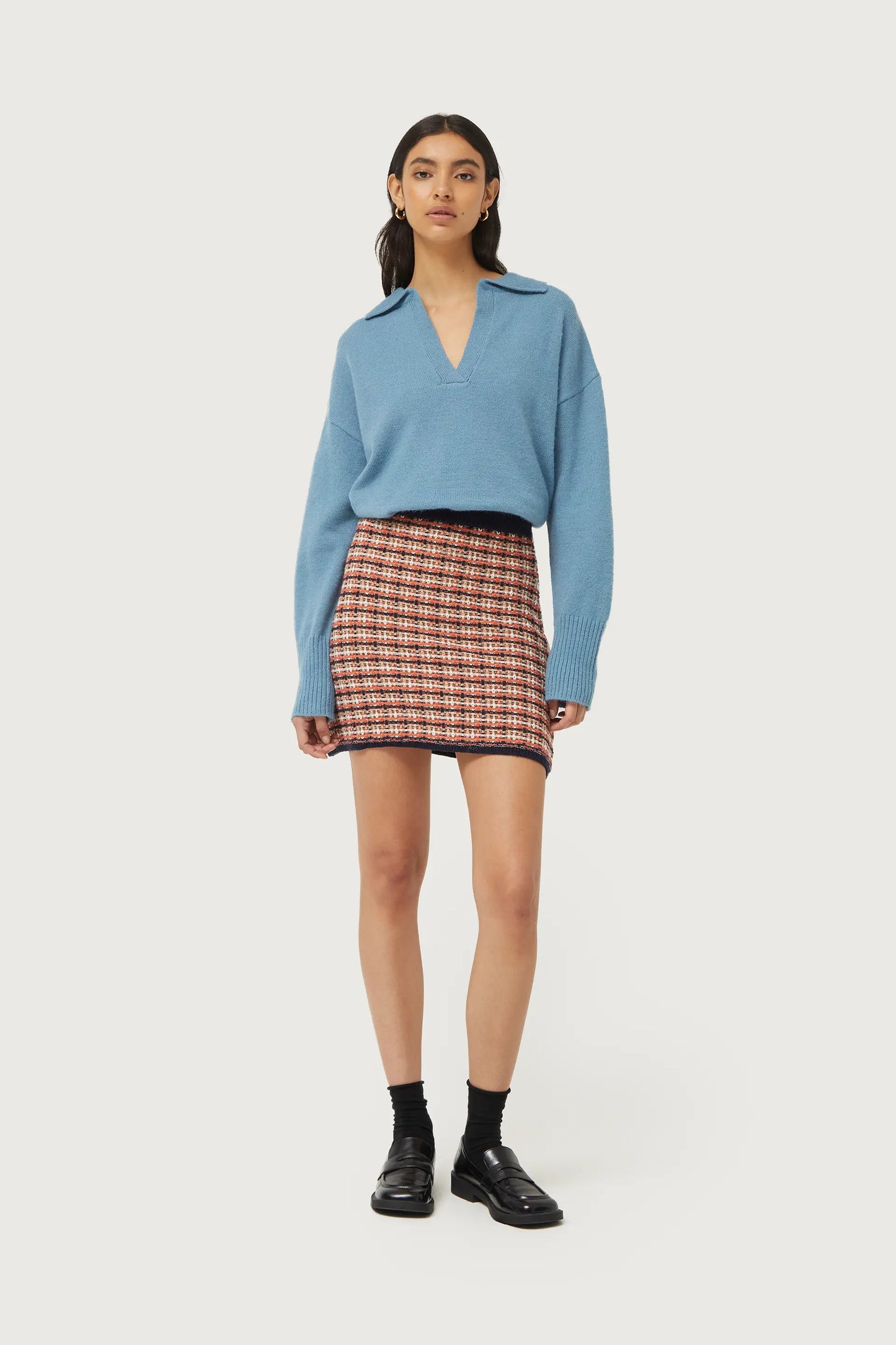 Blue polo neck sweater