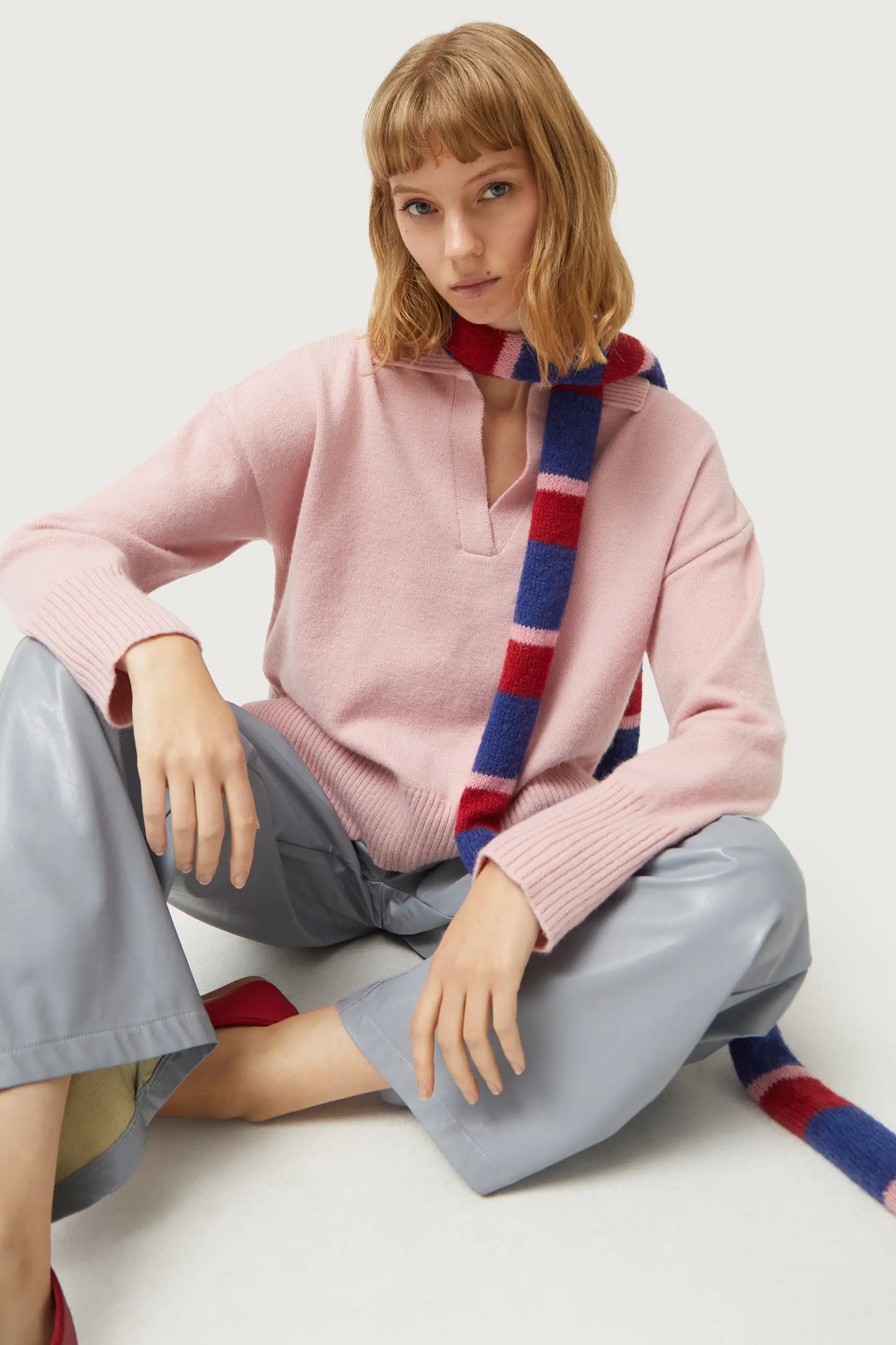 Pink polo neck sweater