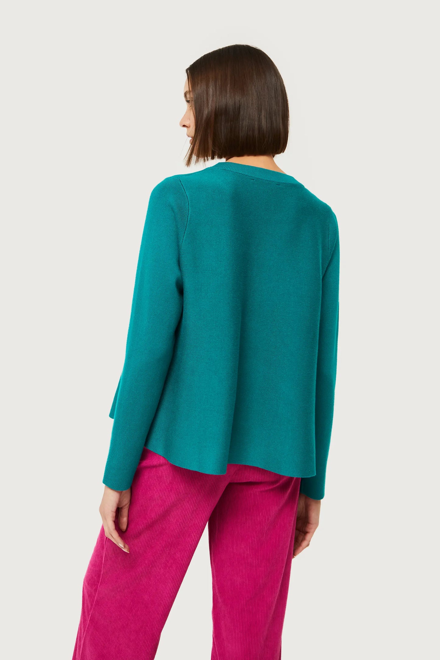 Maglione svasato blu in maglia