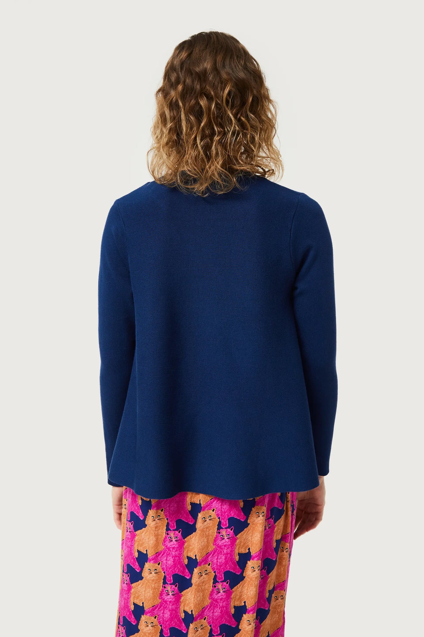 Navy blue flared knit sweater