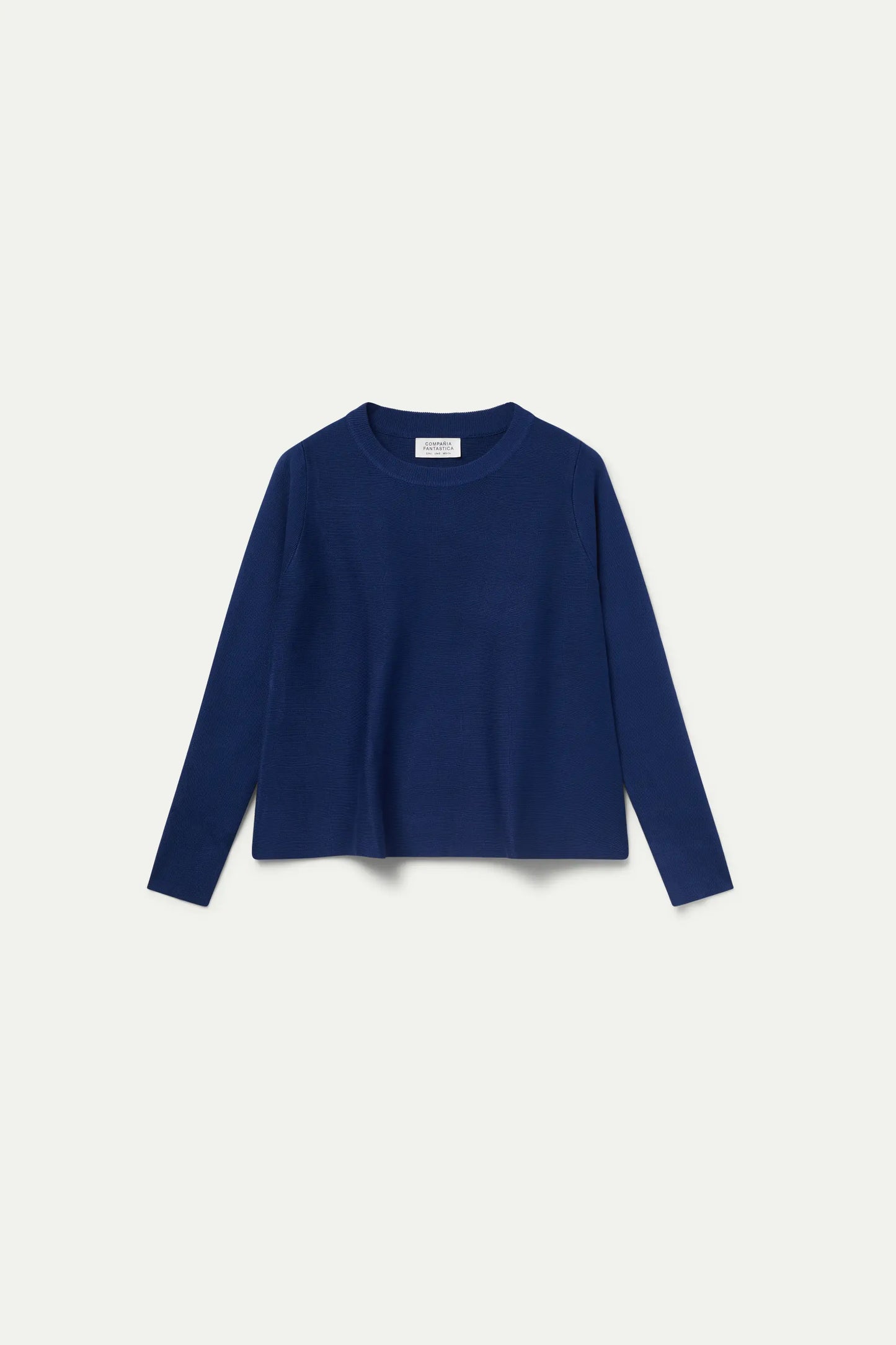 Navy blue flared knit sweater