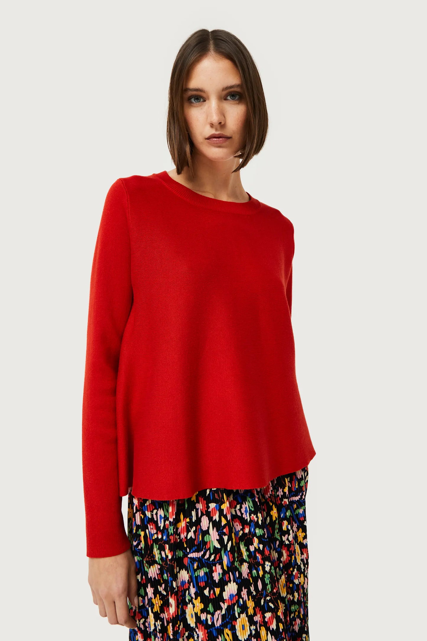 Maglione rosso svasato in maglia