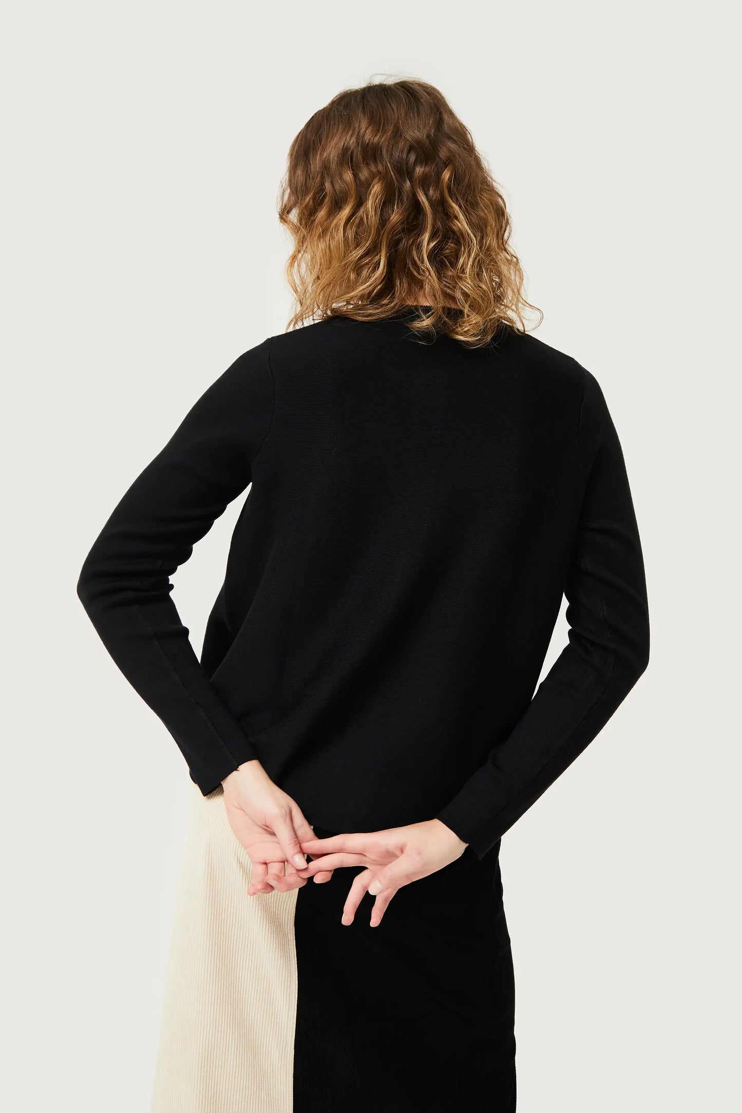 Black A-line knit cardigan