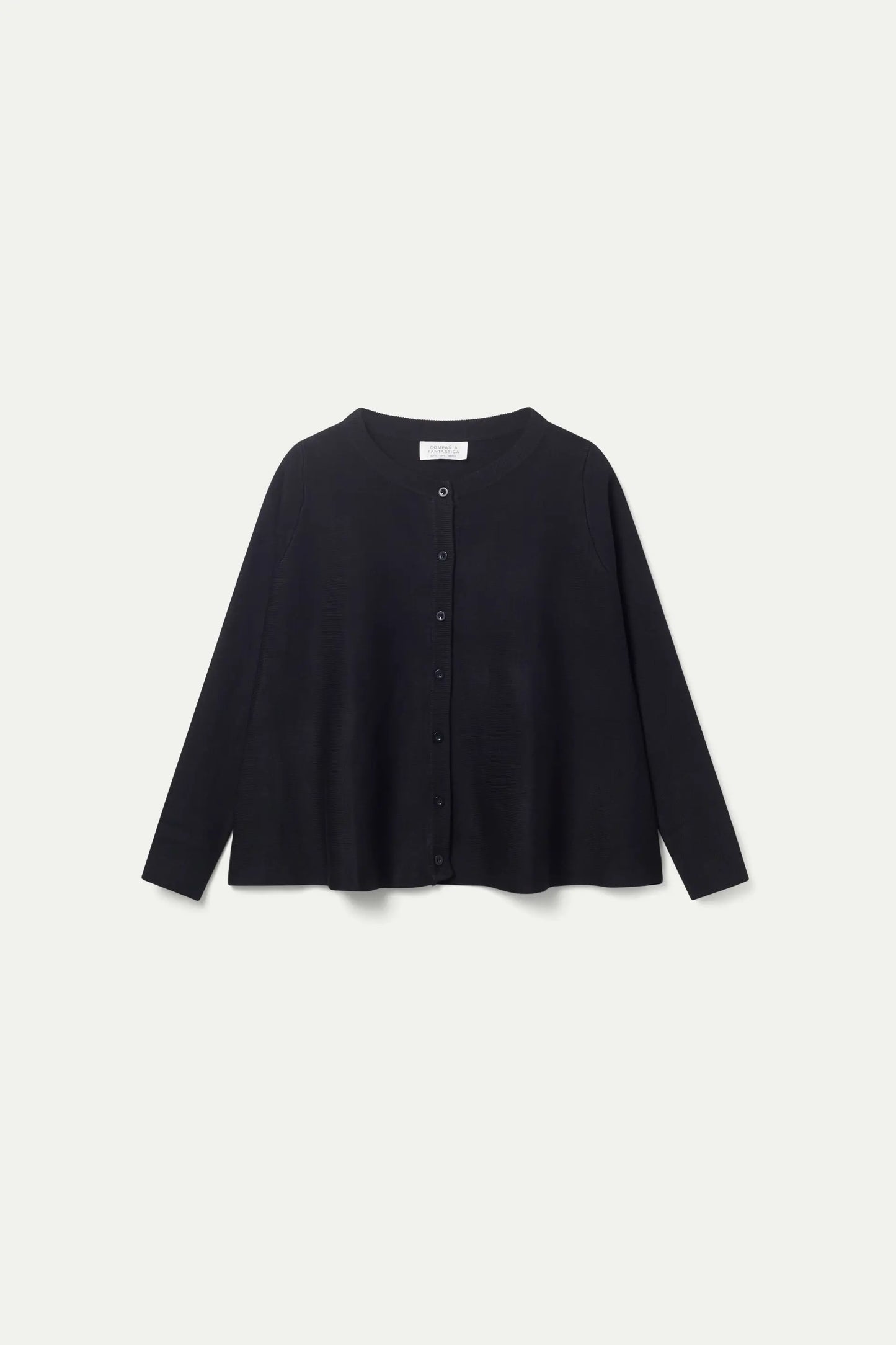 Black A-line knit cardigan