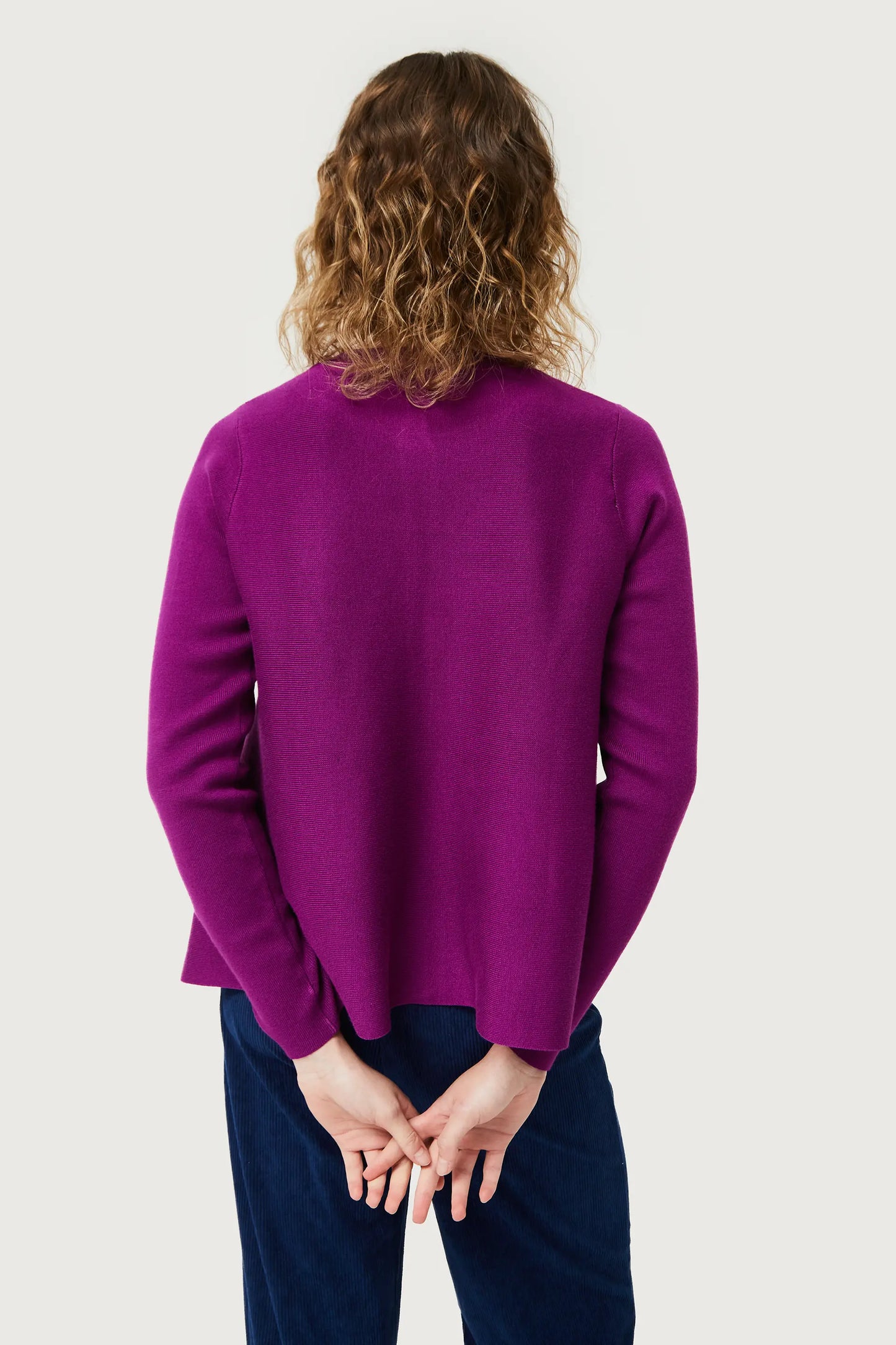 Purple A-line knit cardigan