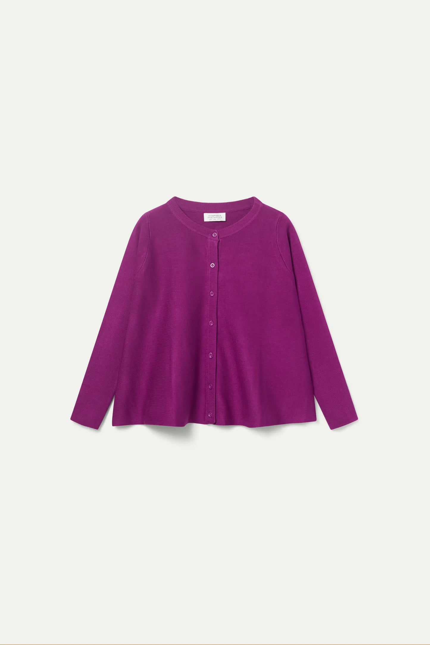 Purple A-line knit cardigan