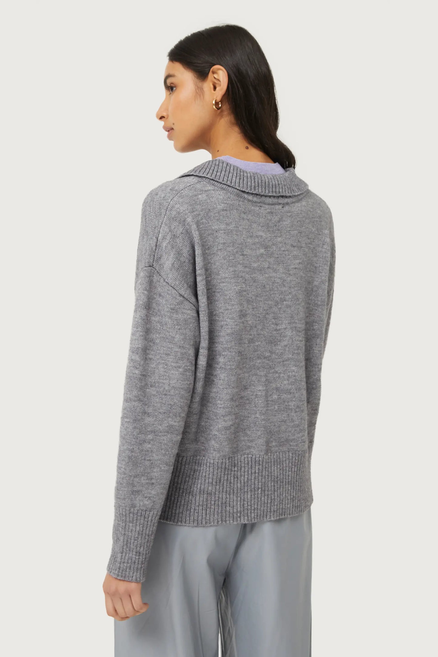 Gray polo neck sweater