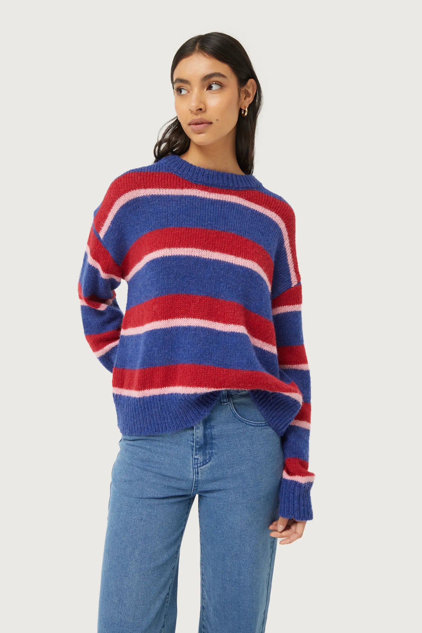 Blue striped knitted sweater